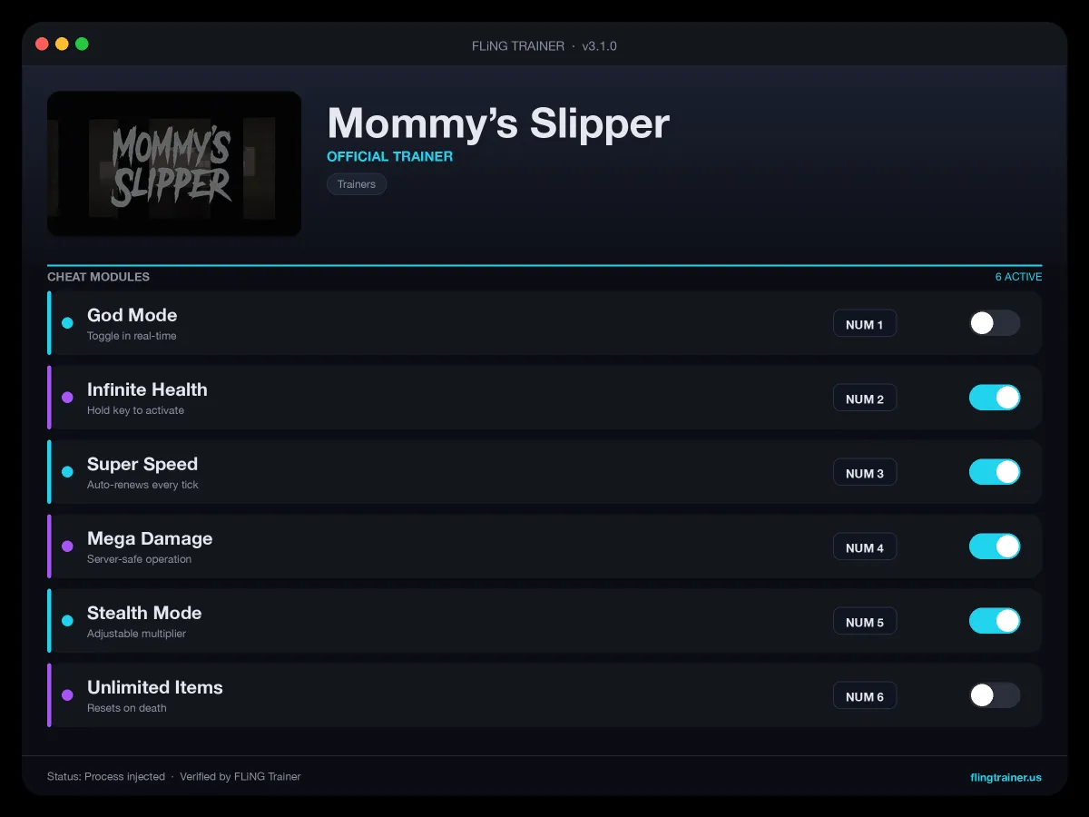 Mommy’s Slipper Trainer interface