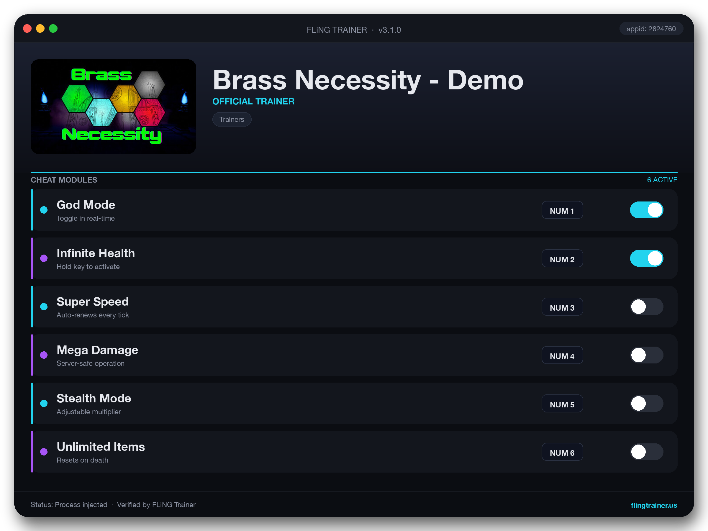 Brass Necessity - Demo Trainer interface