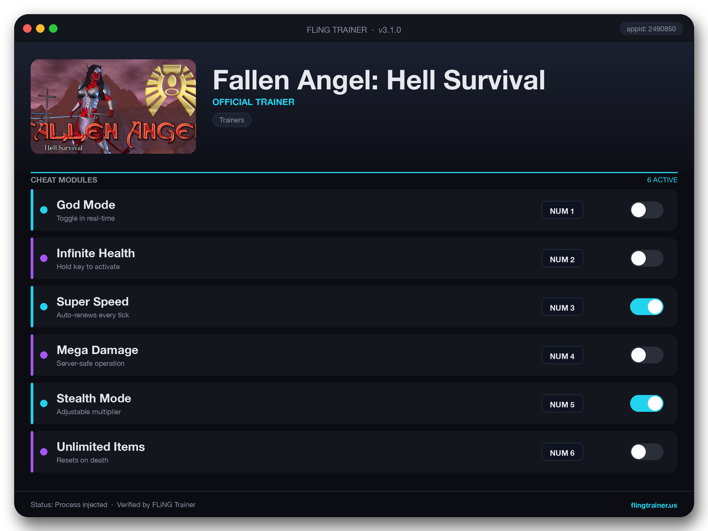 Fallen Angel: Hell Survival Trainer interface