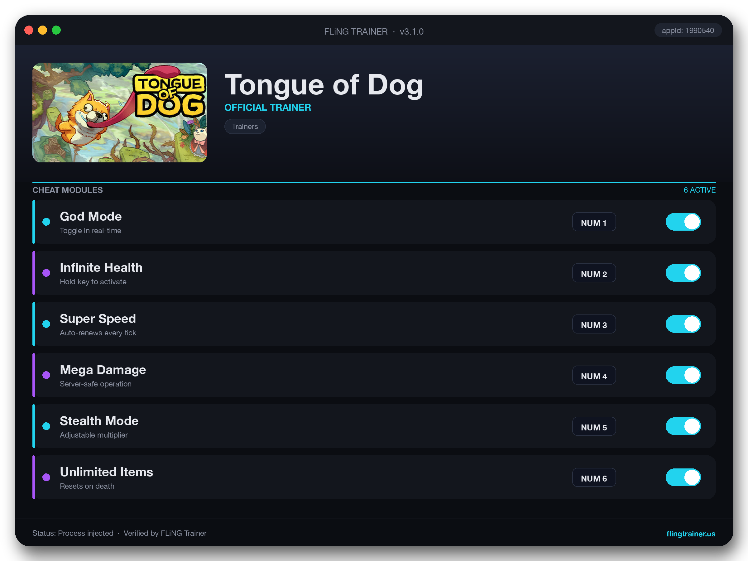 Tongue of Dog Trainer interface