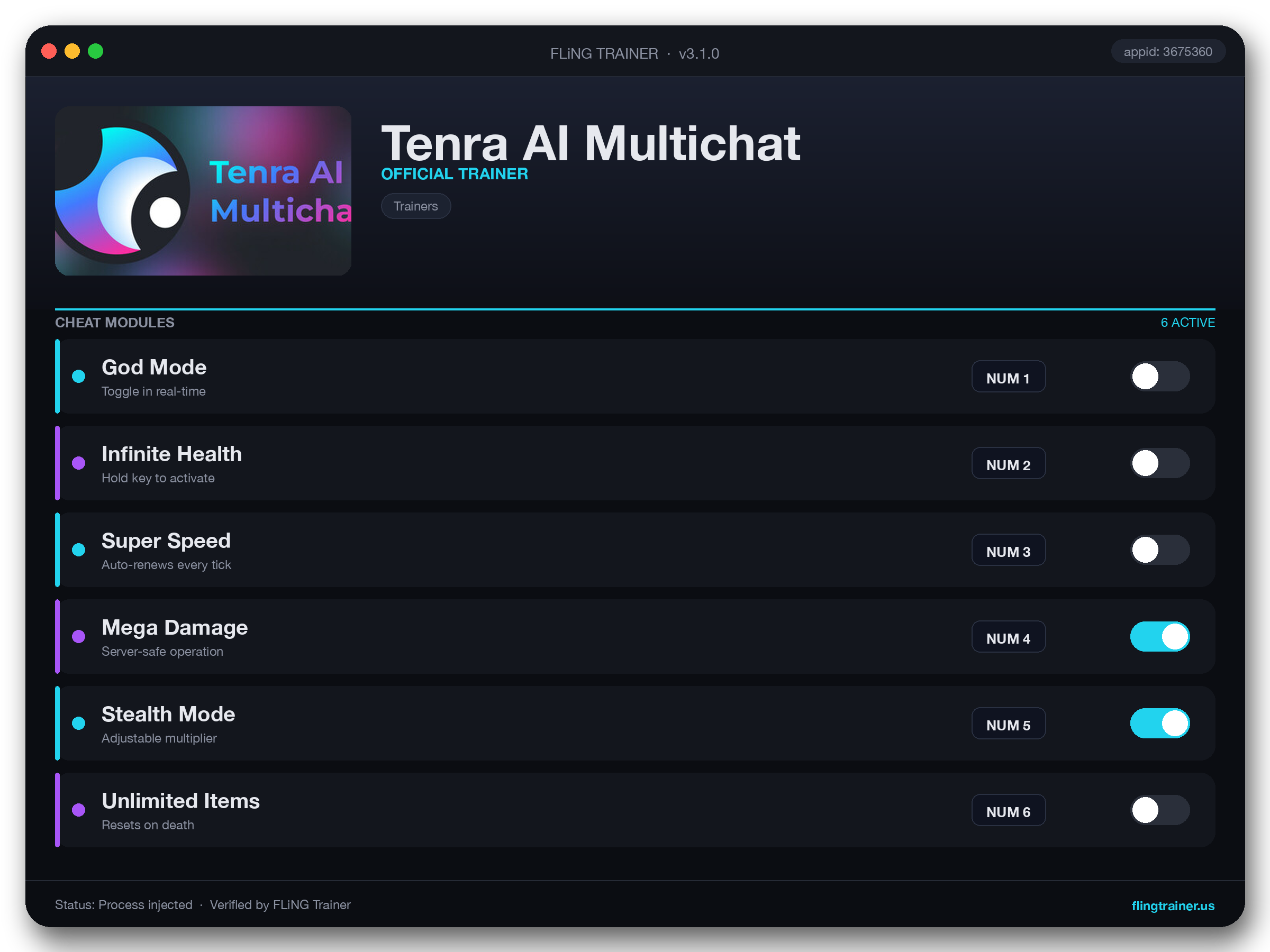 Tenra AI Multichat Trainer interface