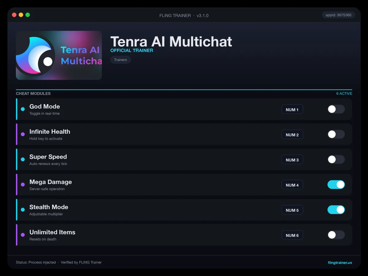 Tenra AI Multichat Trainer interface