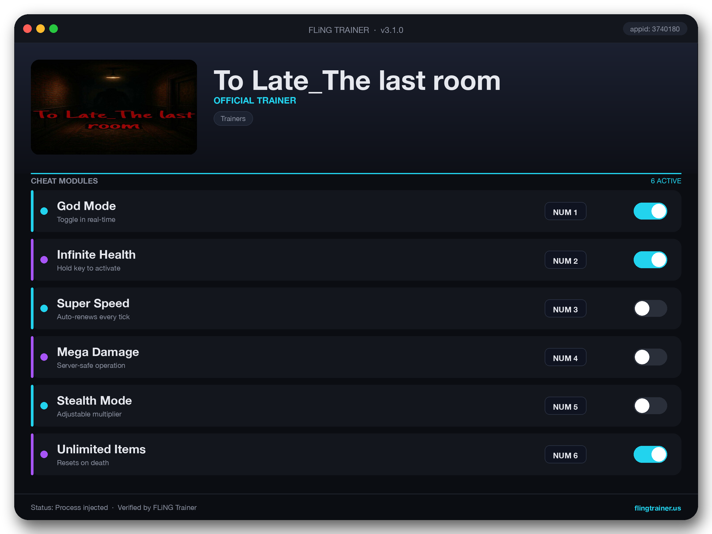 To Late_The last room Trainer interface