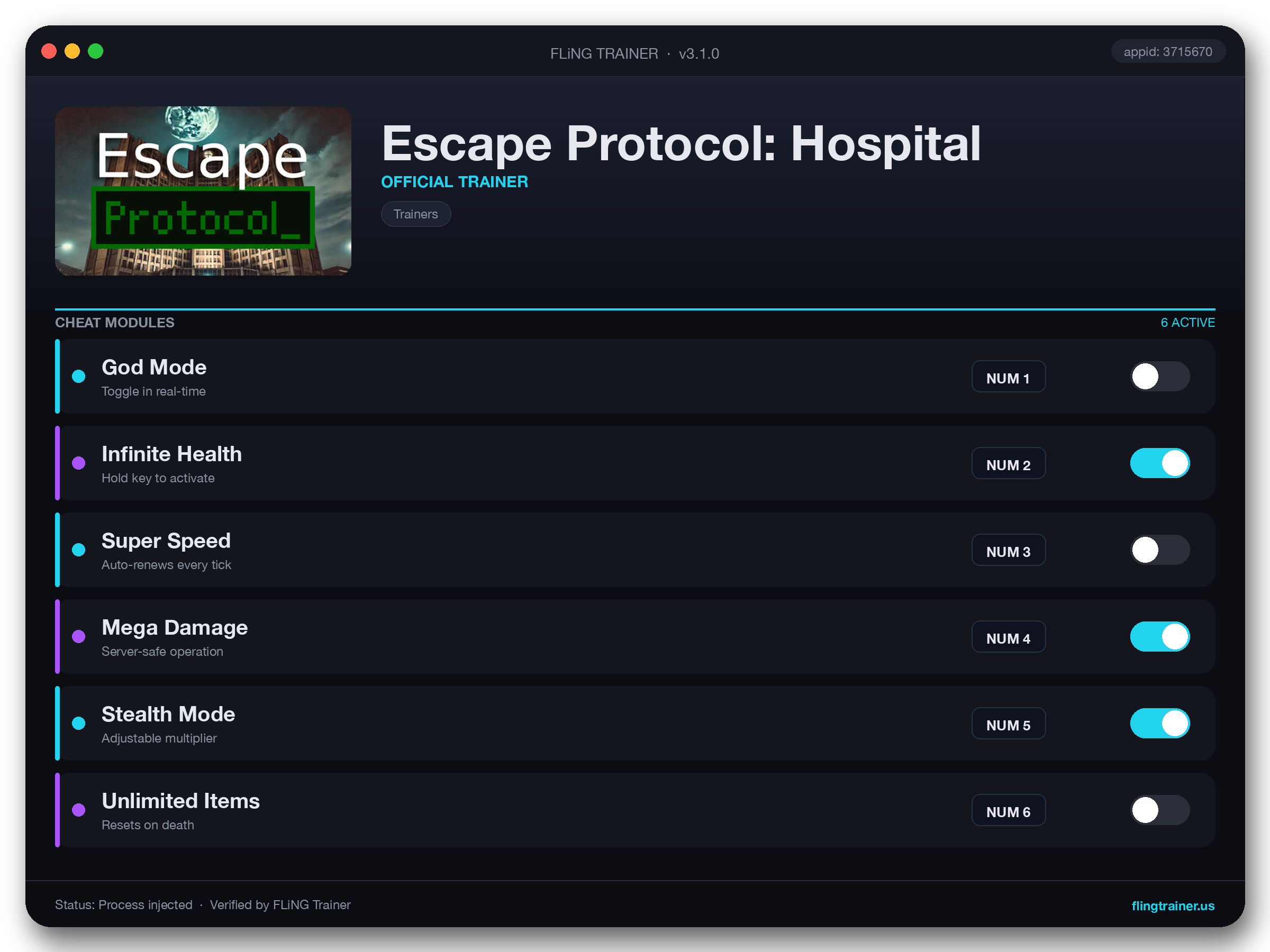 Escape Protocol: Hospital Trainer interface