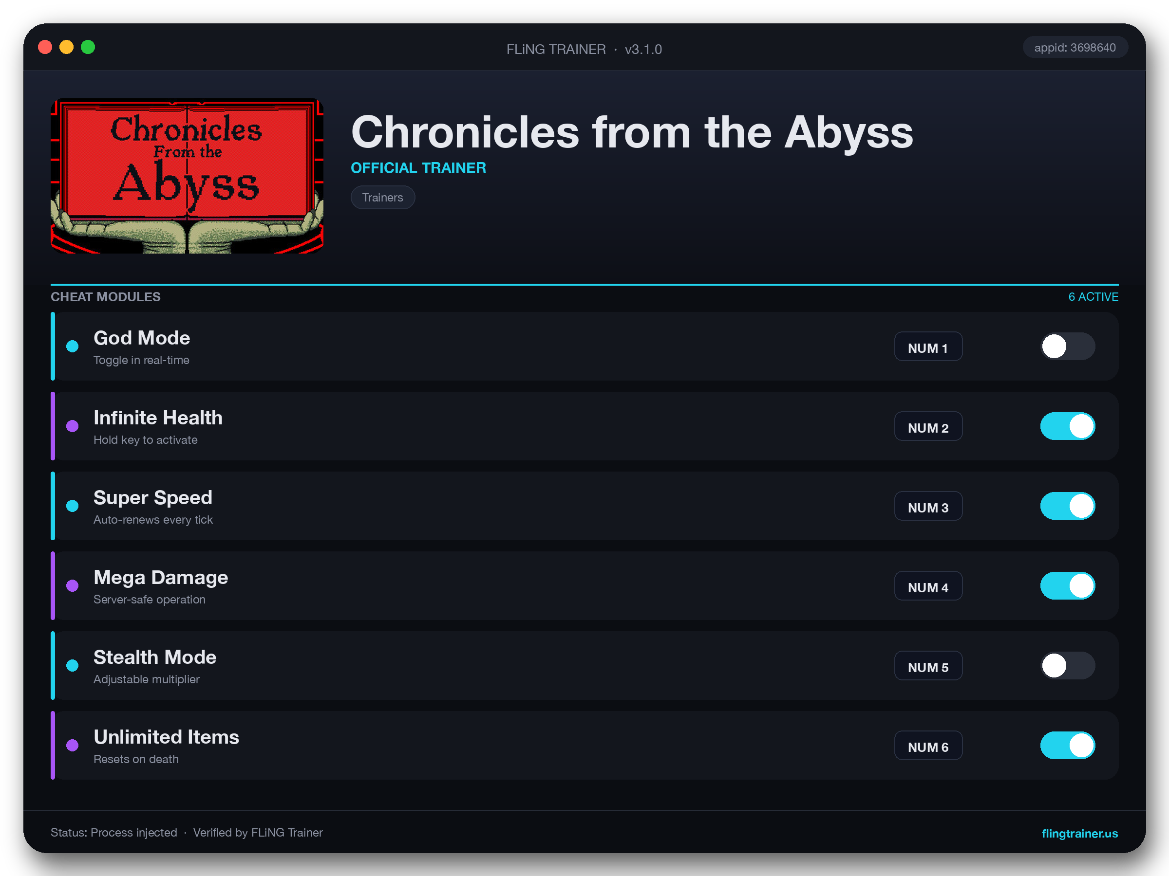 Chronicles from the Abyss Trainer interface