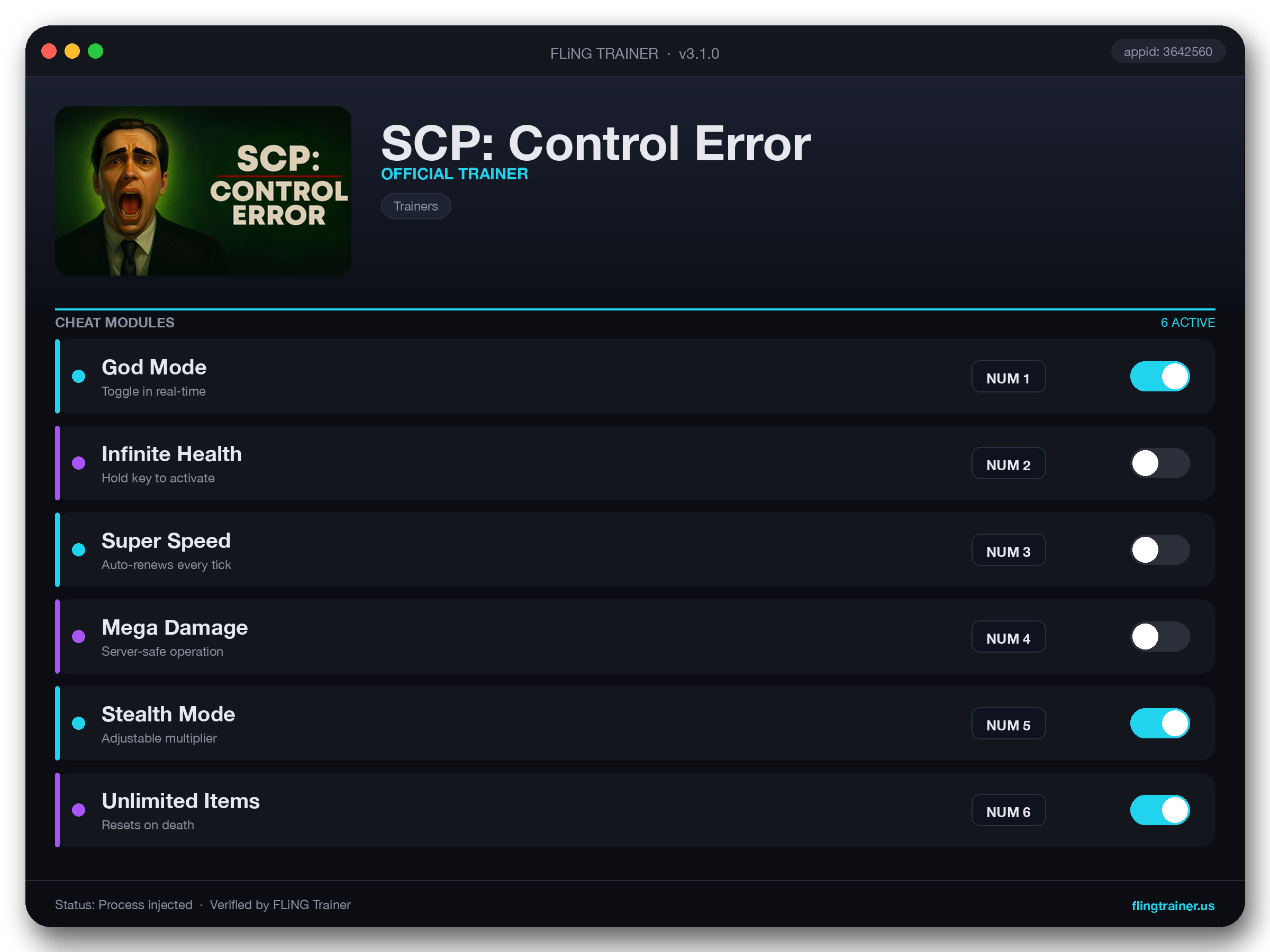 SCP: Control Error Trainer interface