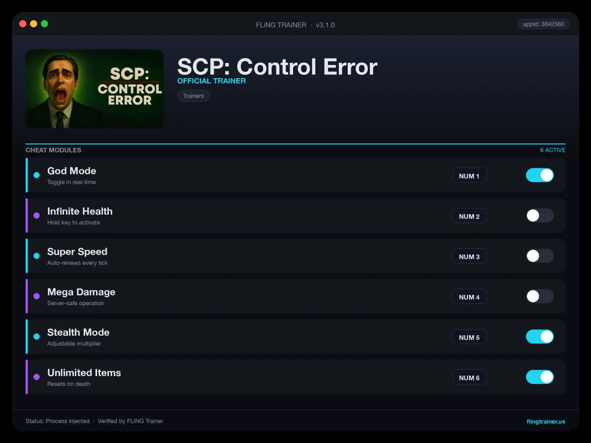 SCP: Control Error Trainer interface