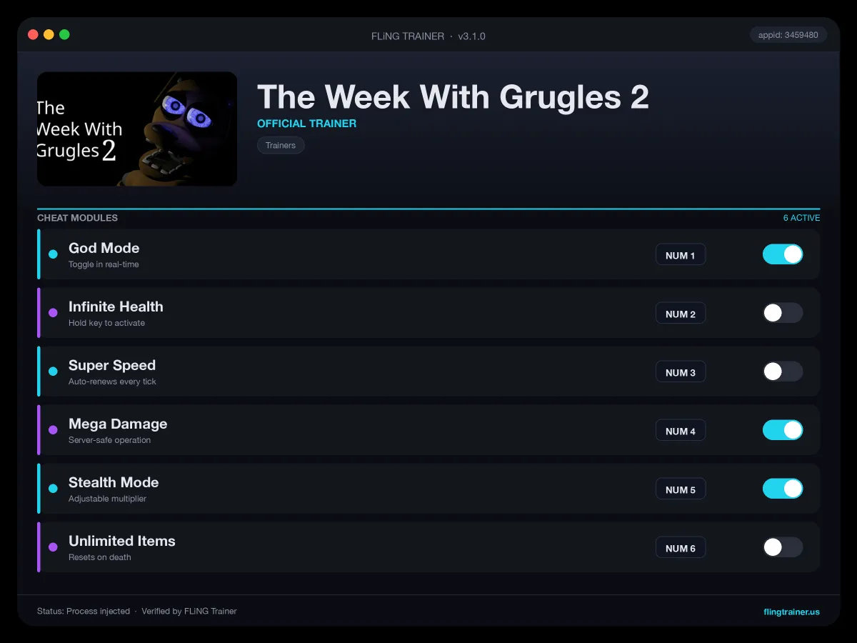 The Week With Grugles 2 Trainer interface
