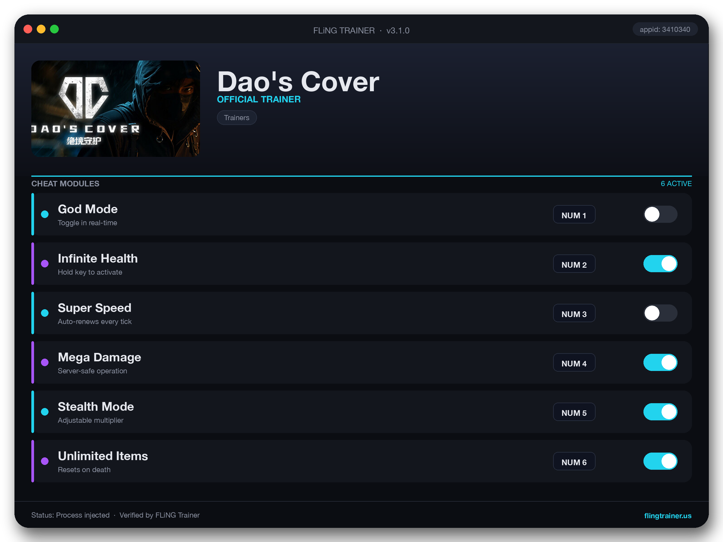 Dao's Cover Trainer interface