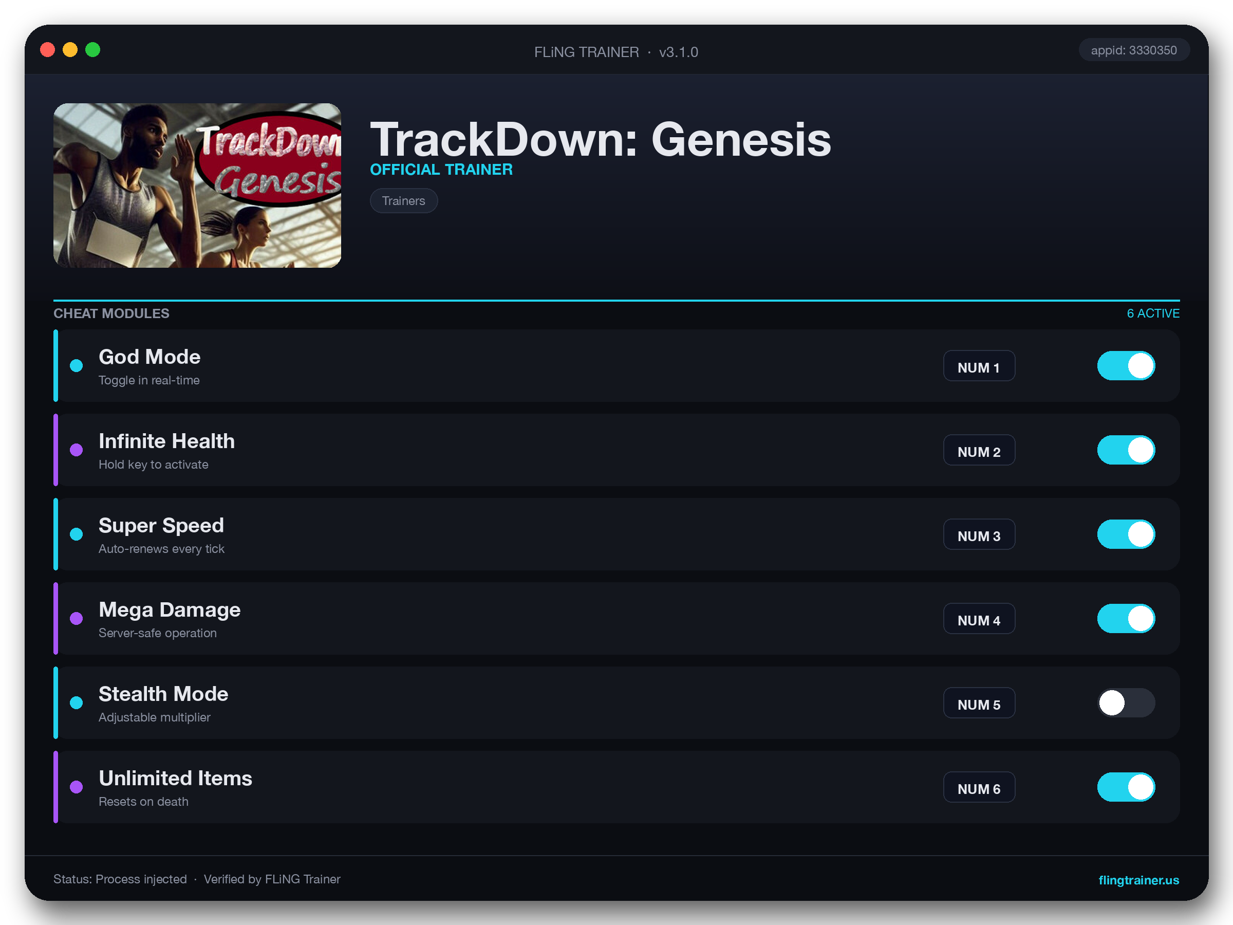 TrackDown: Genesis Trainer interface