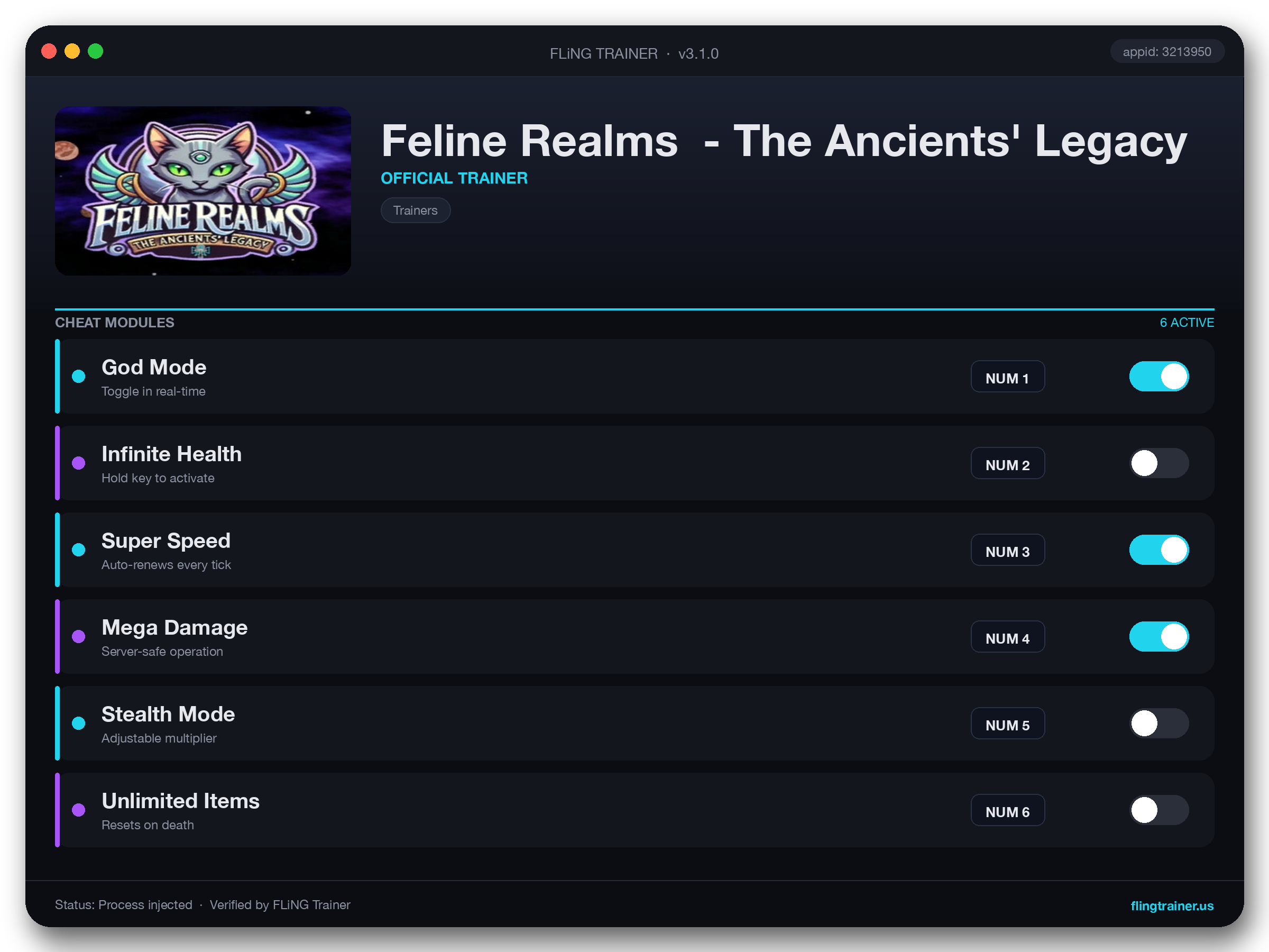 Feline Realms  - The Ancients' Legacy Trainer interface