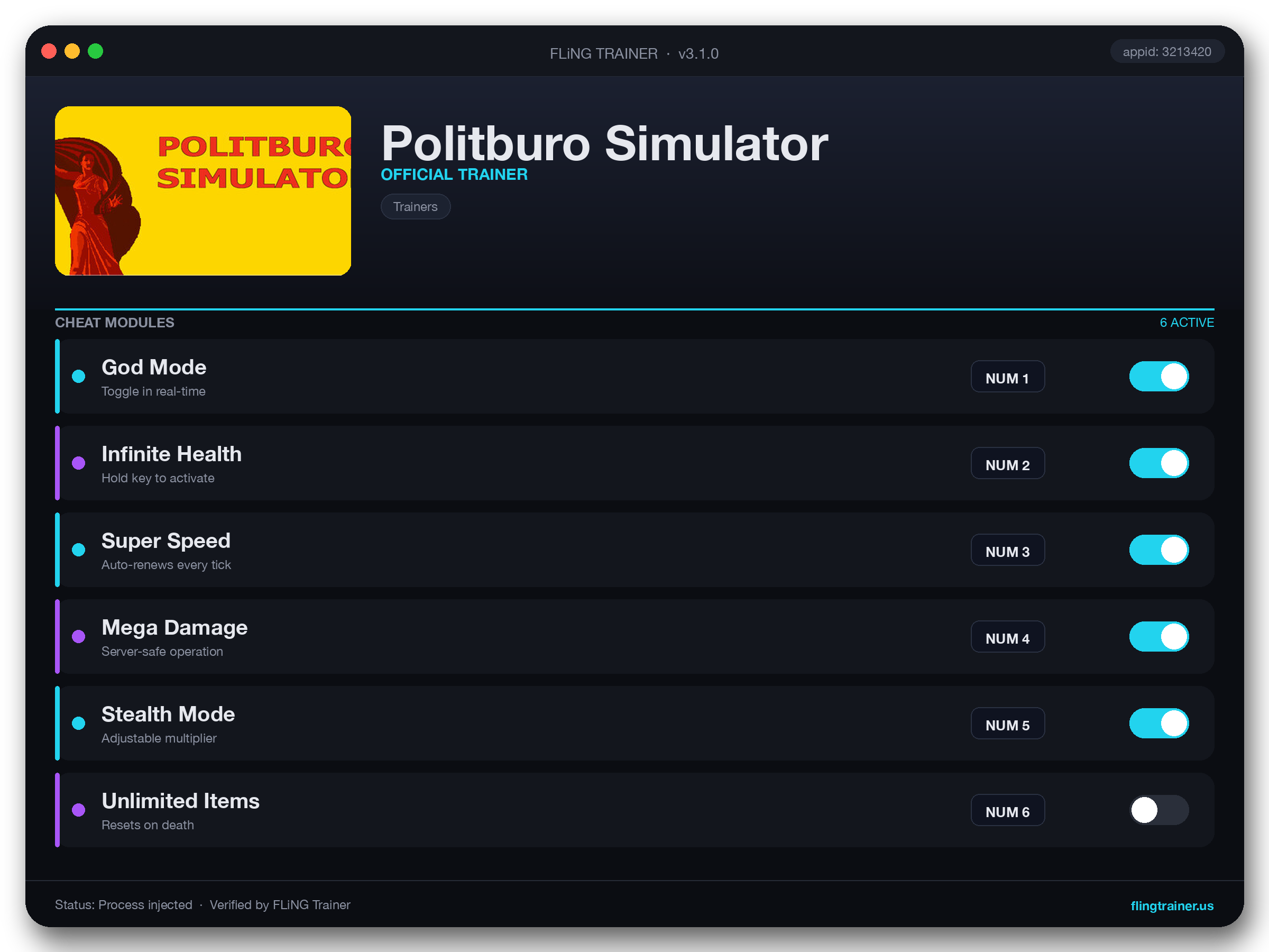 Politburo Simulator Trainer interface