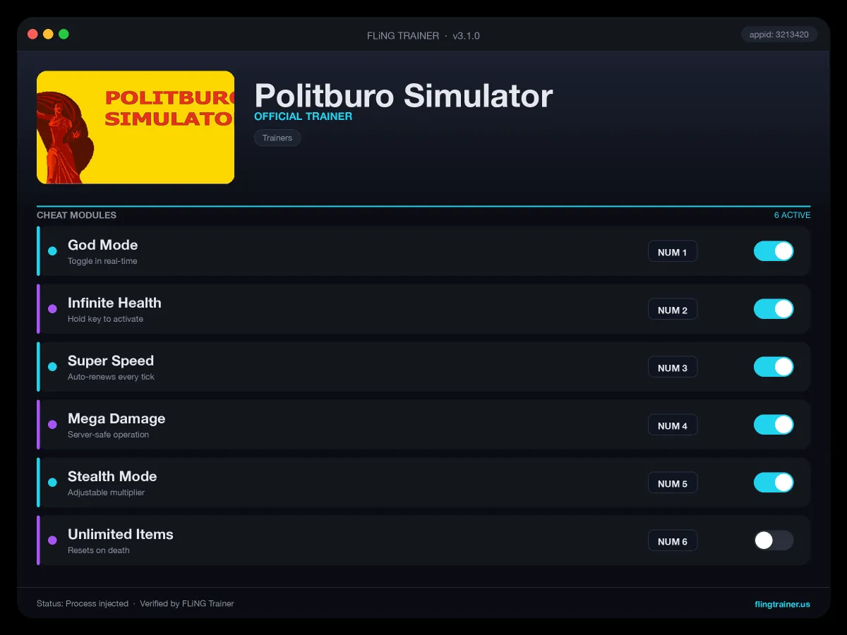 Politburo Simulator Trainer interface