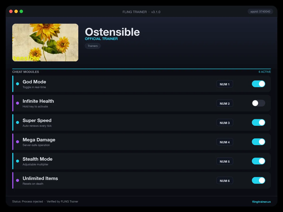 Ostensible Trainer interface