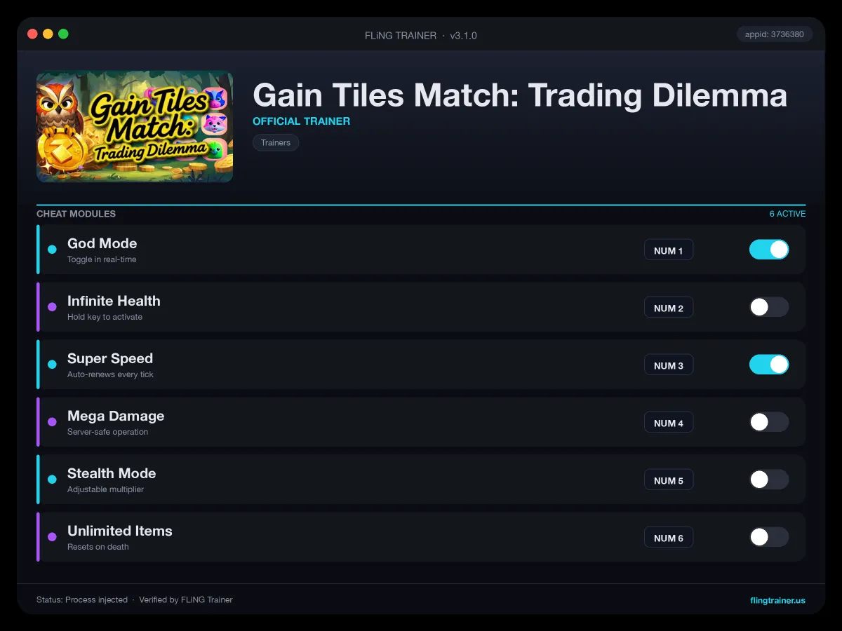 Gain Tiles Match: Trading Dilemma Trainer interface