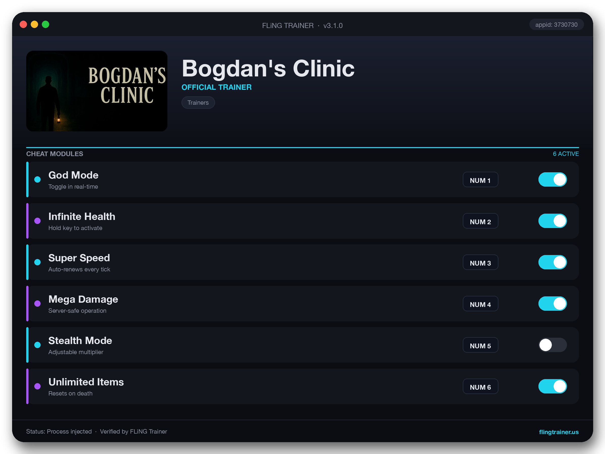 Bogdan's Сlinic Trainer interface
