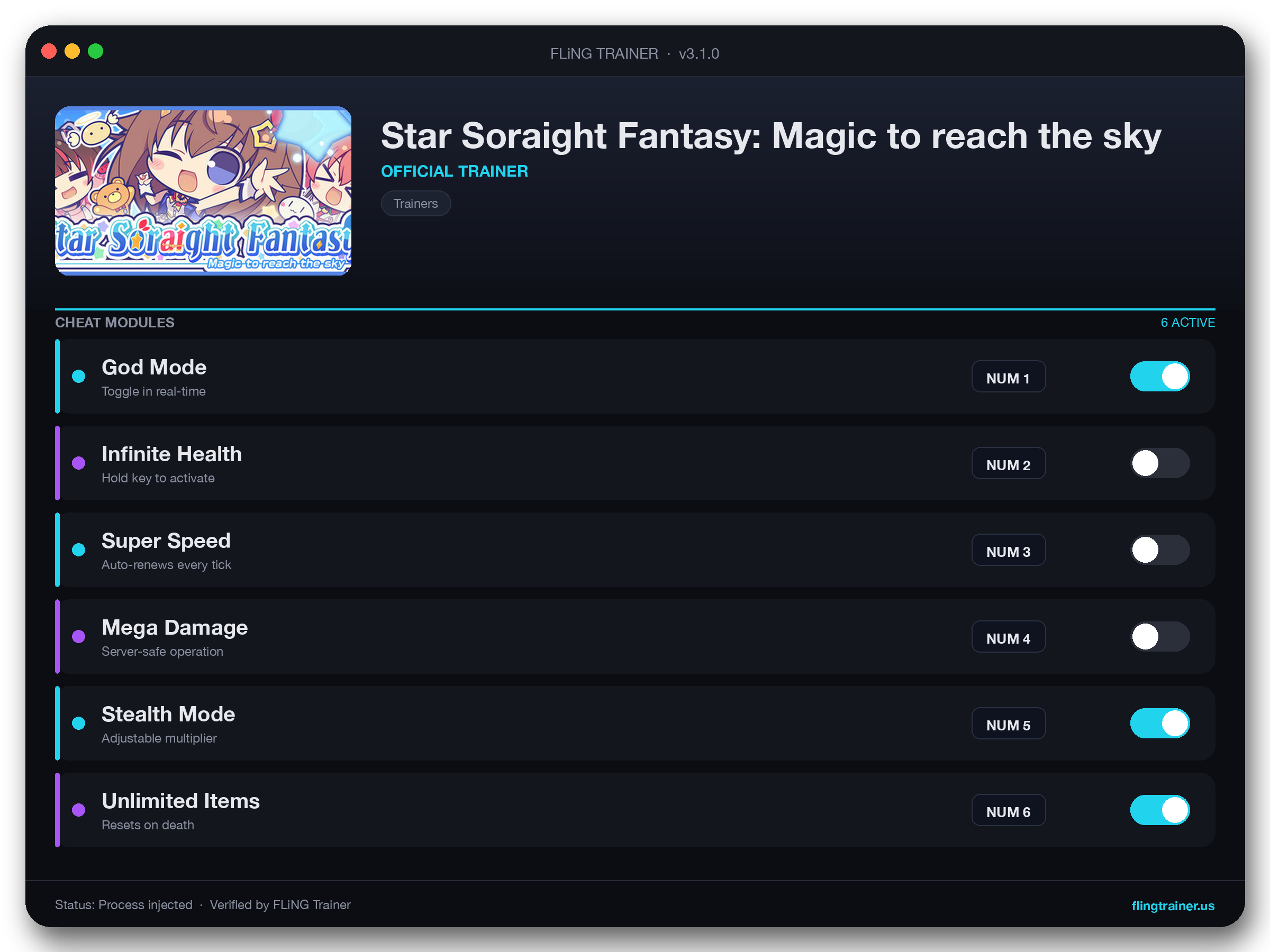 Star Soraight Fantasy: Magic to reach the sky Trainer interface