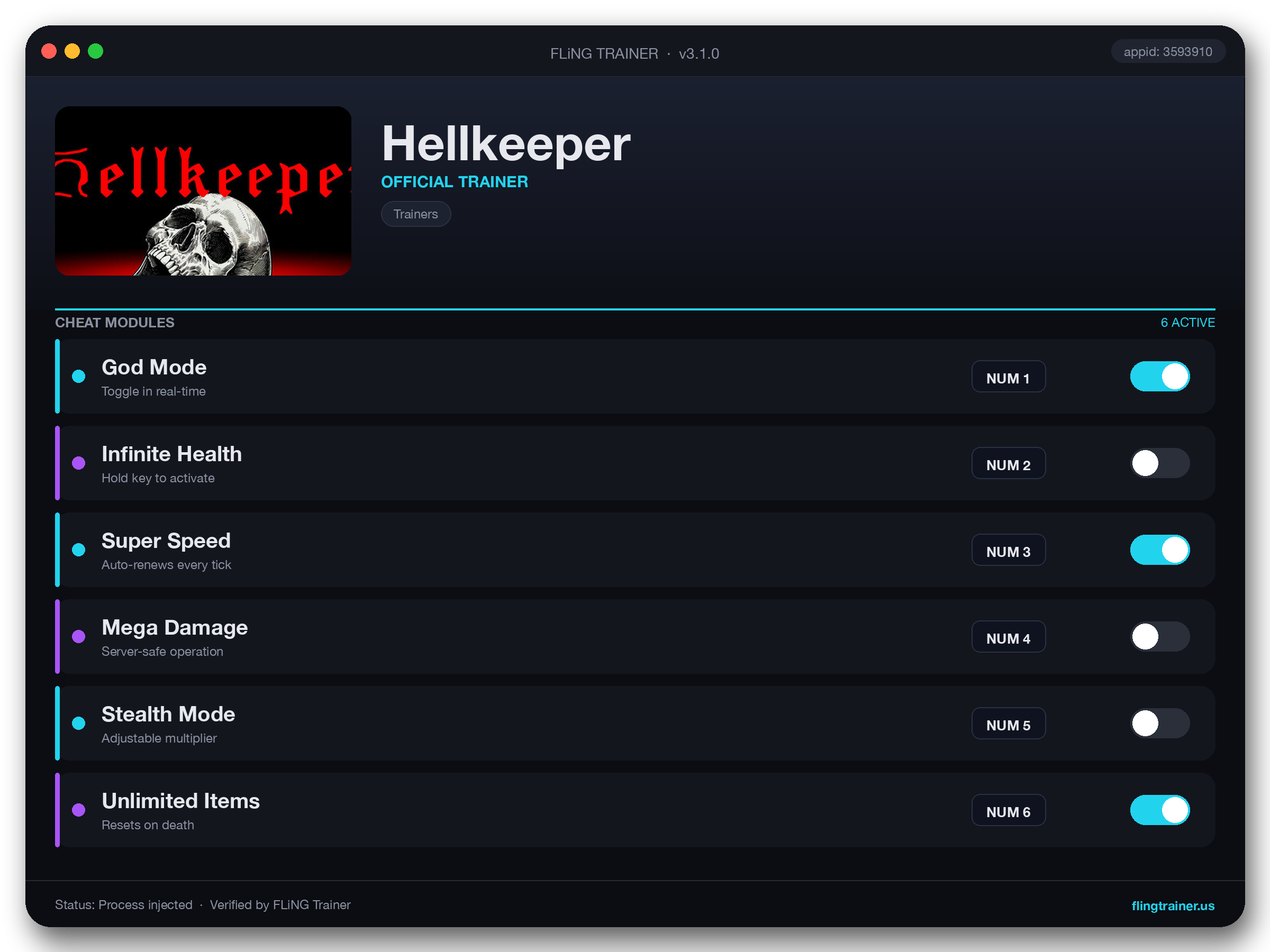 Hellkeeper Trainer interface