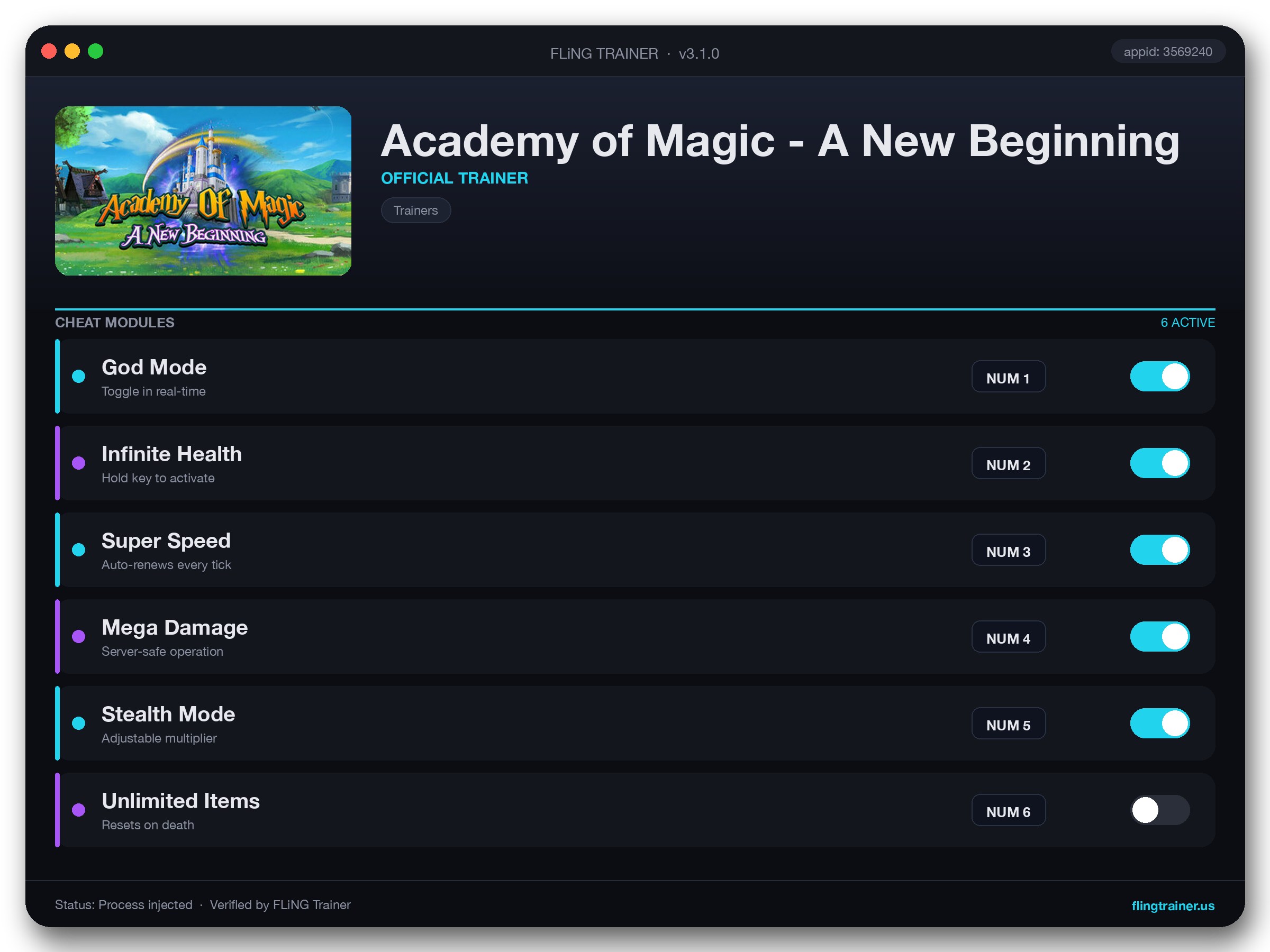 Academy of Magic - A New Beginning Trainer interface