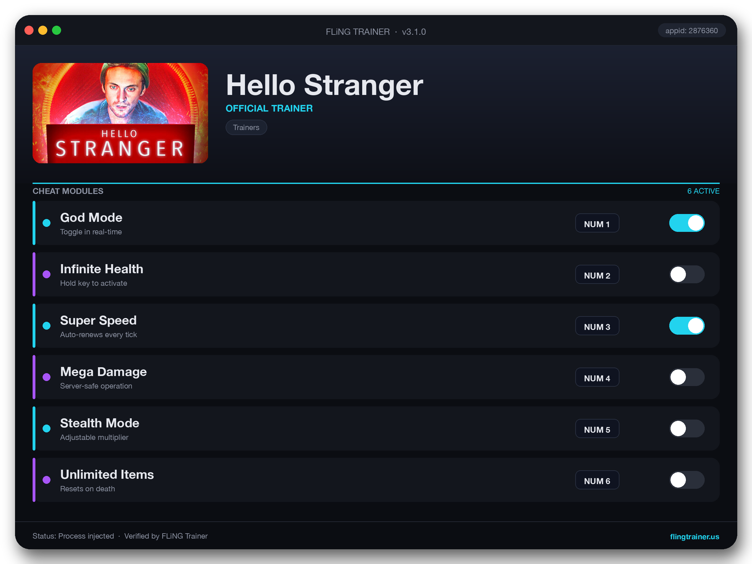 Hello Stranger Trainer interface