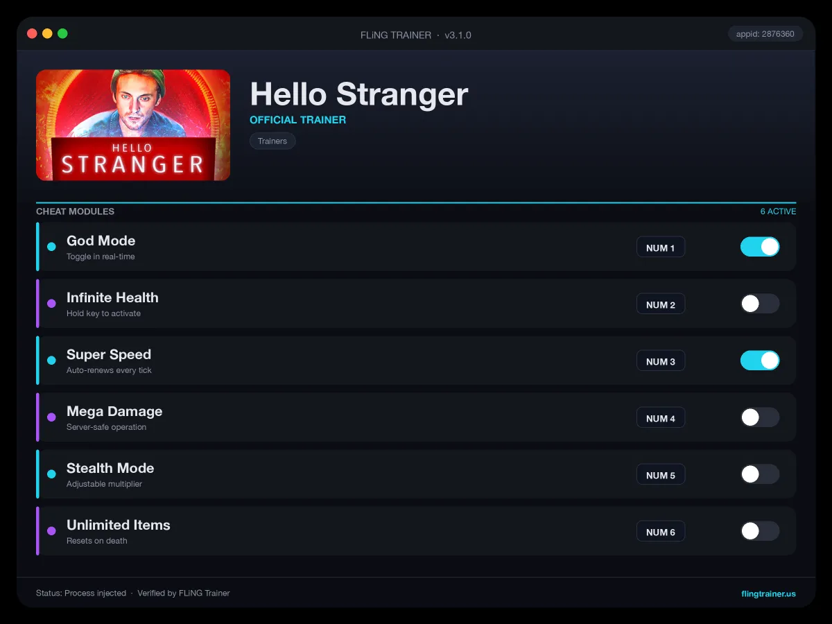 Hello Stranger Trainer interface