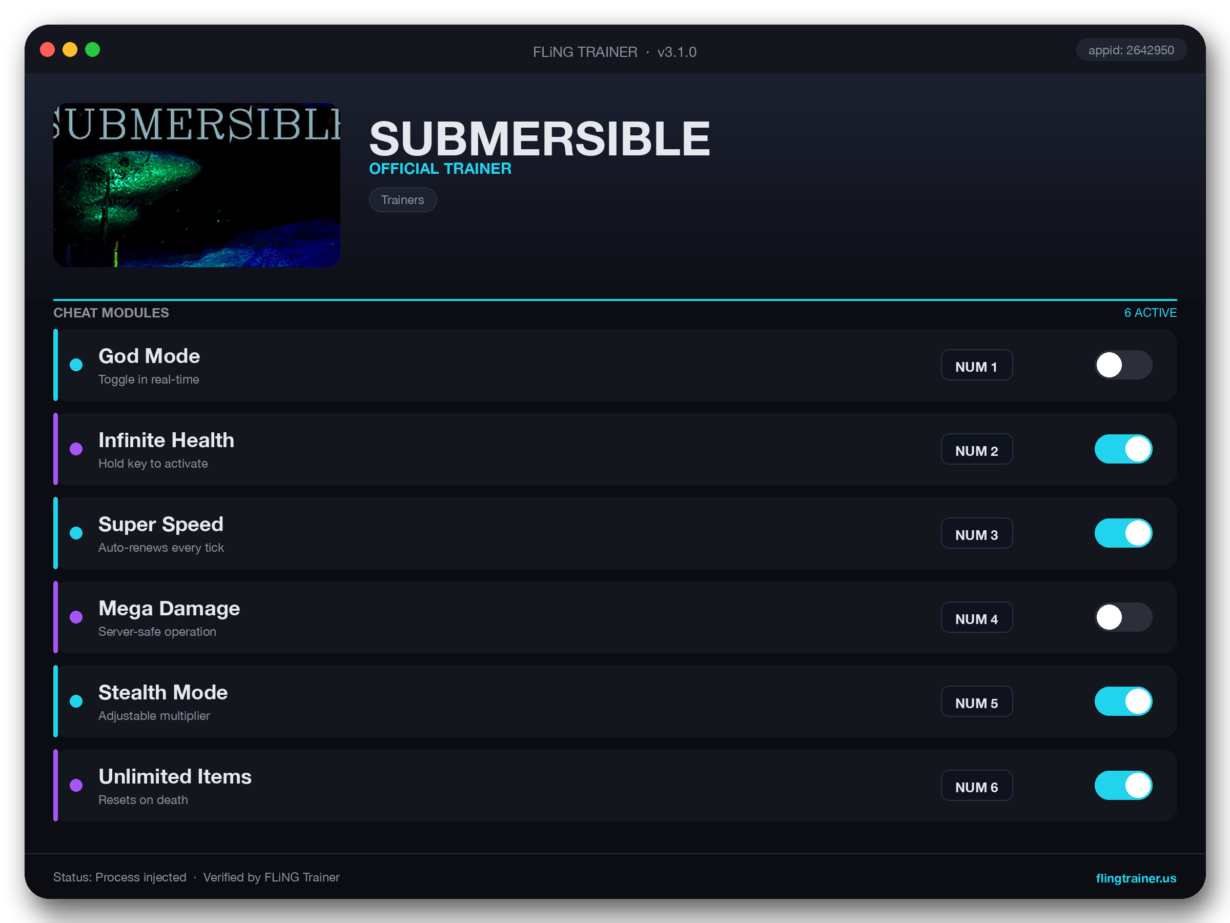 SUBMERSIBLE Trainer interface