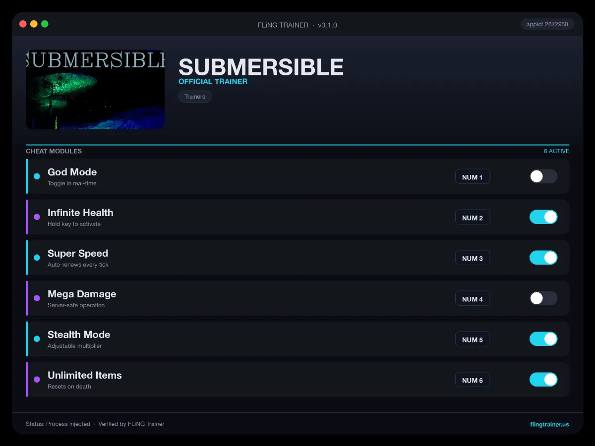 SUBMERSIBLE Trainer interface