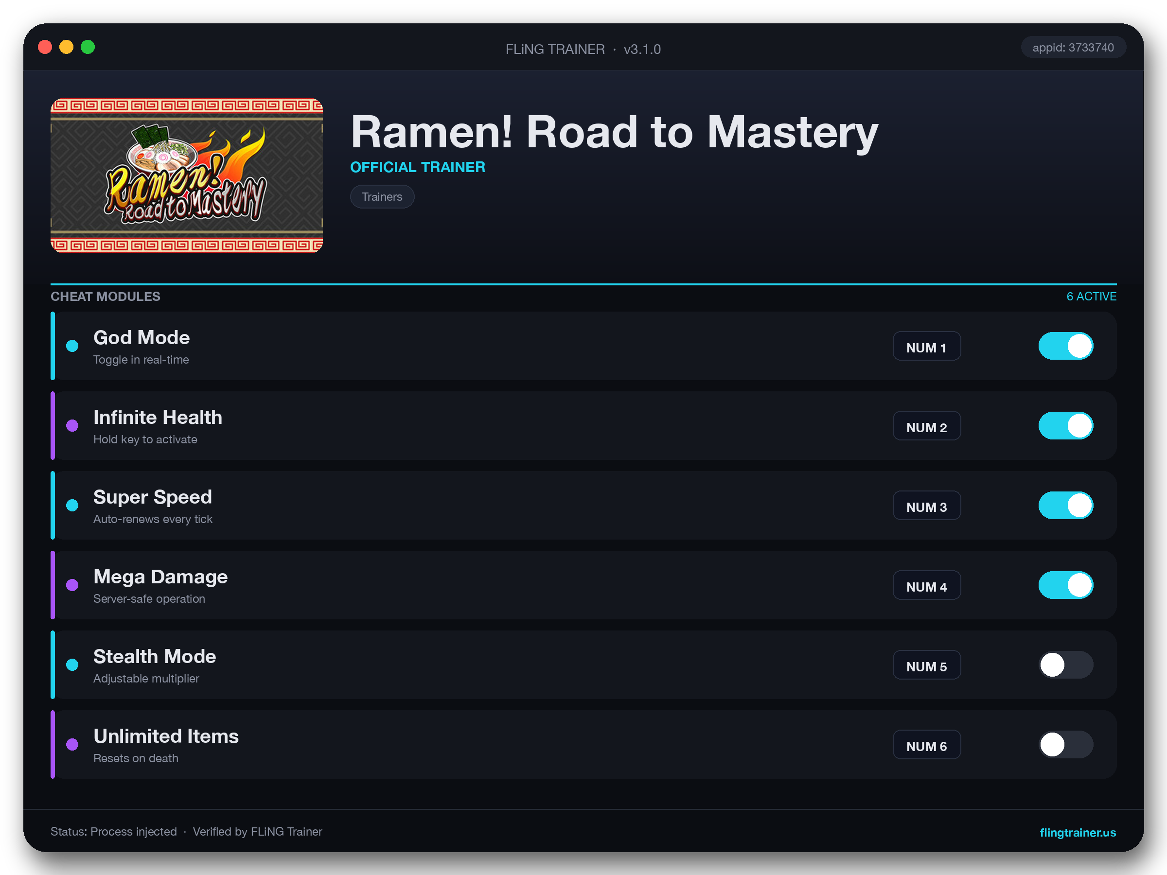 Ramen! Road to Mastery Trainer interface