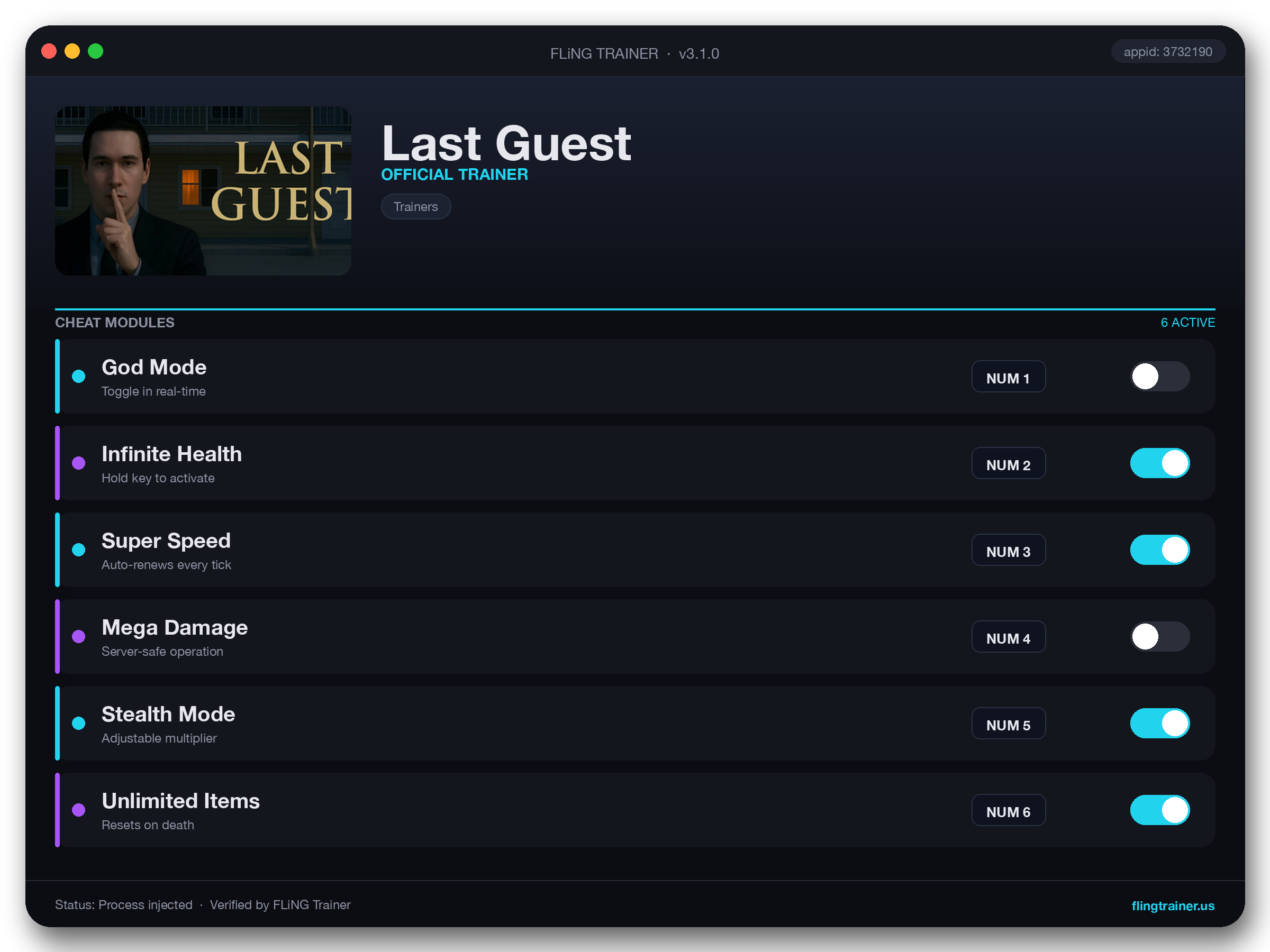 Last Guest Trainer interface