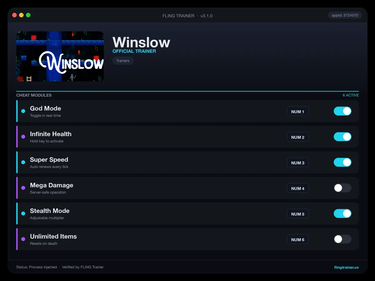 Winslow Trainer interface