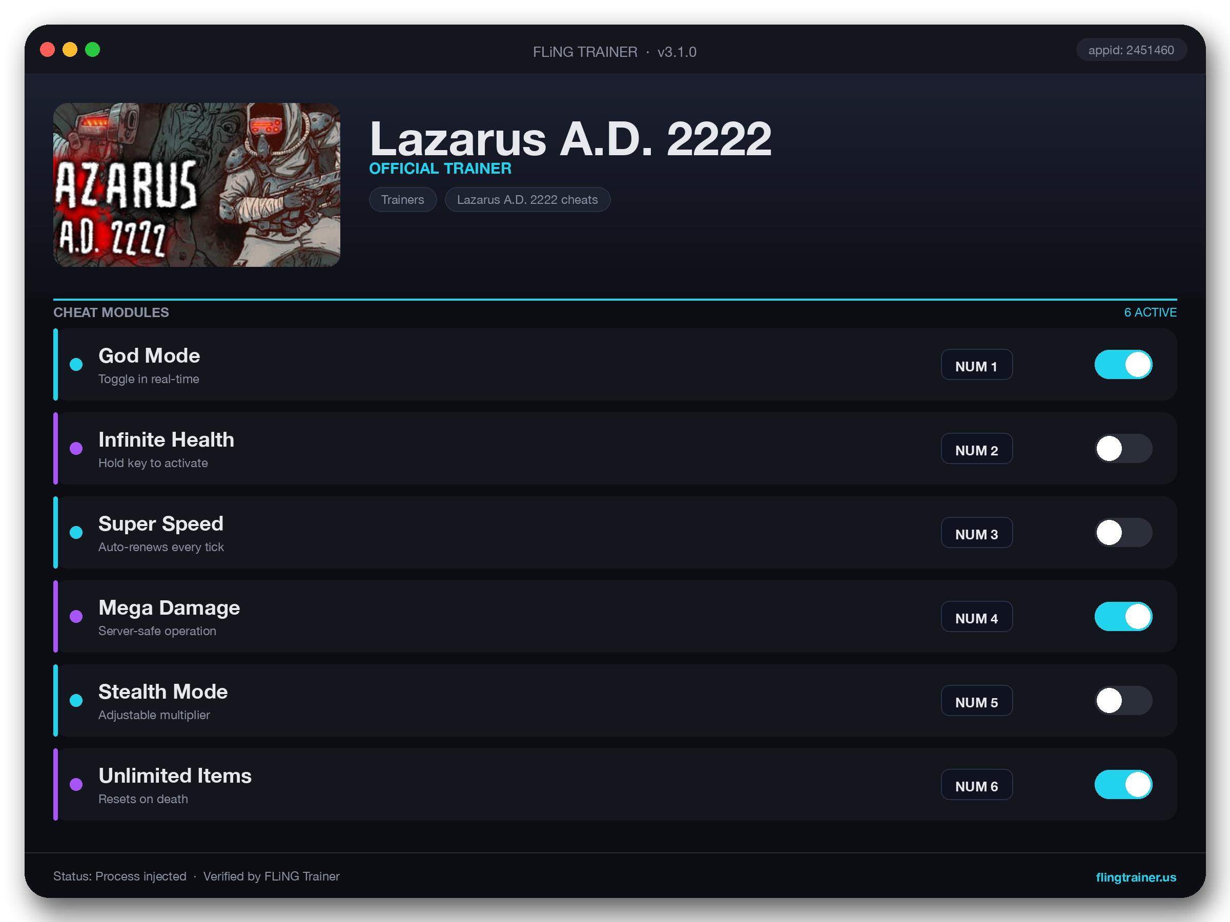 Lazarus A.D. 2222 Trainer interface