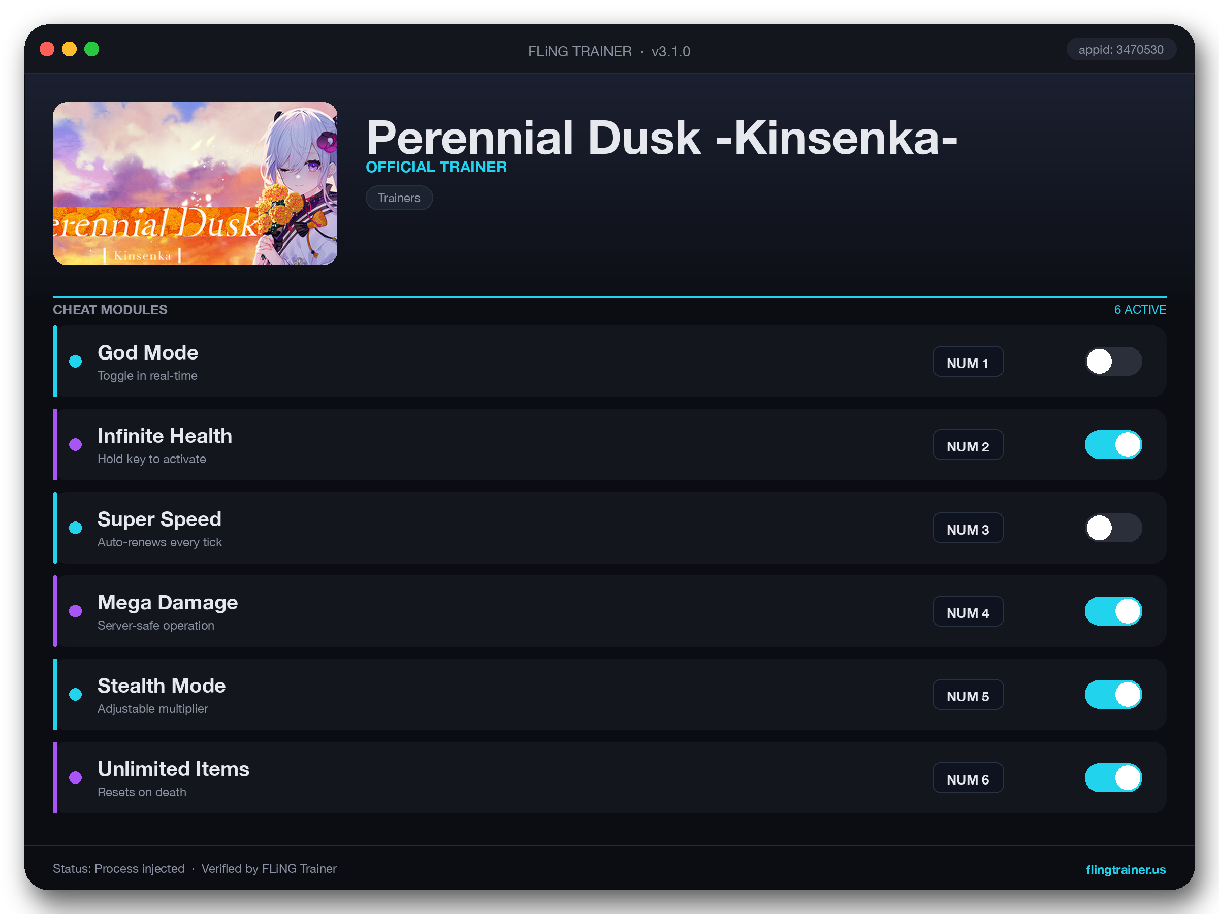 Perennial Dusk -Kinsenka- Trainer interface
