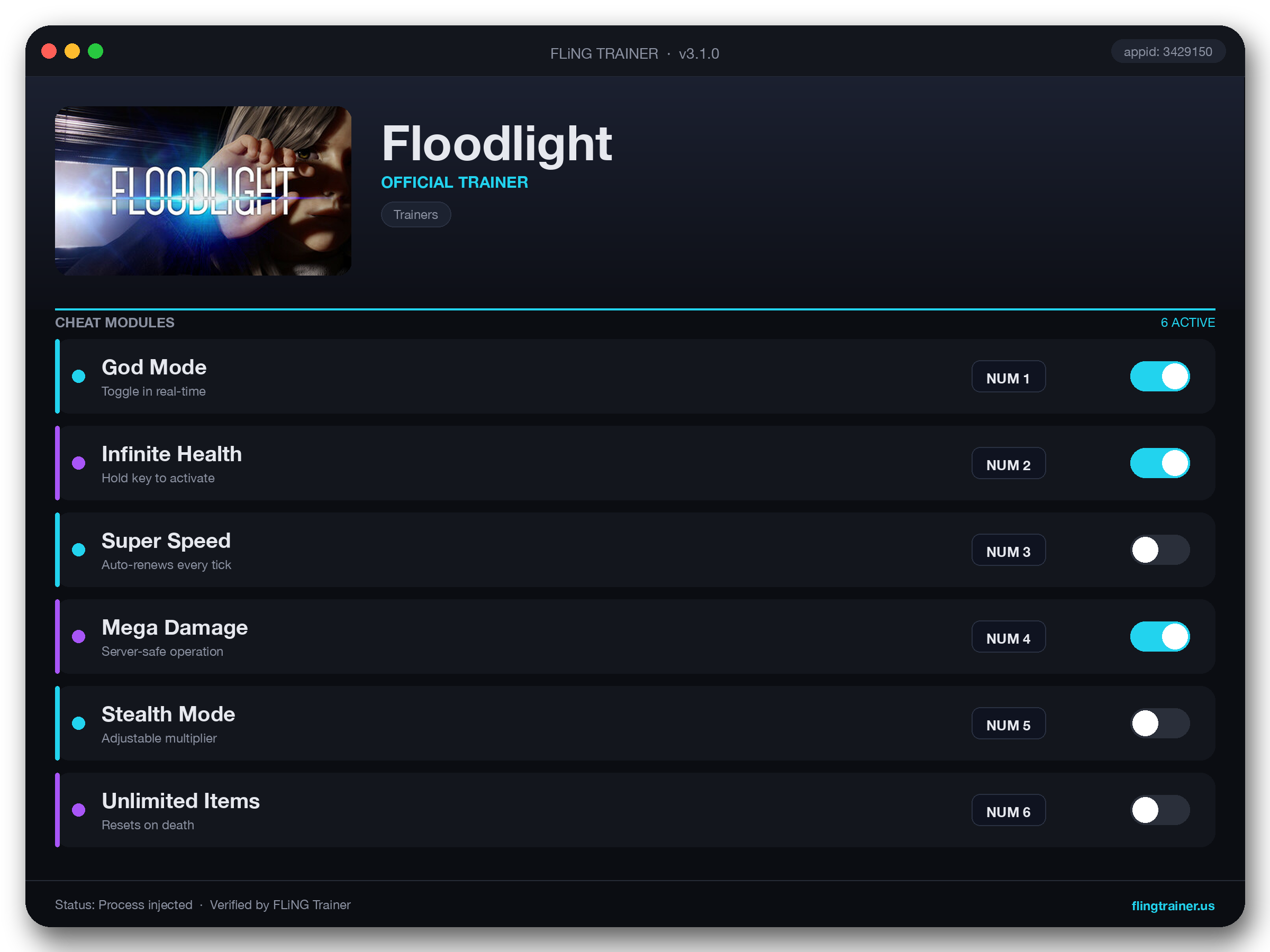 Floodlight Trainer interface