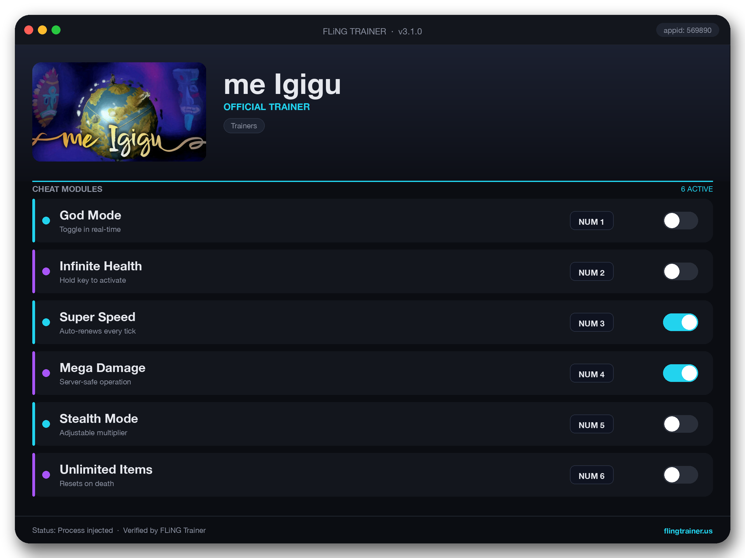 me Igigu Trainer interface
