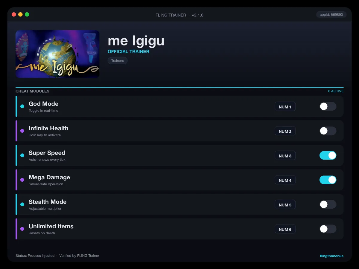 me Igigu Trainer interface