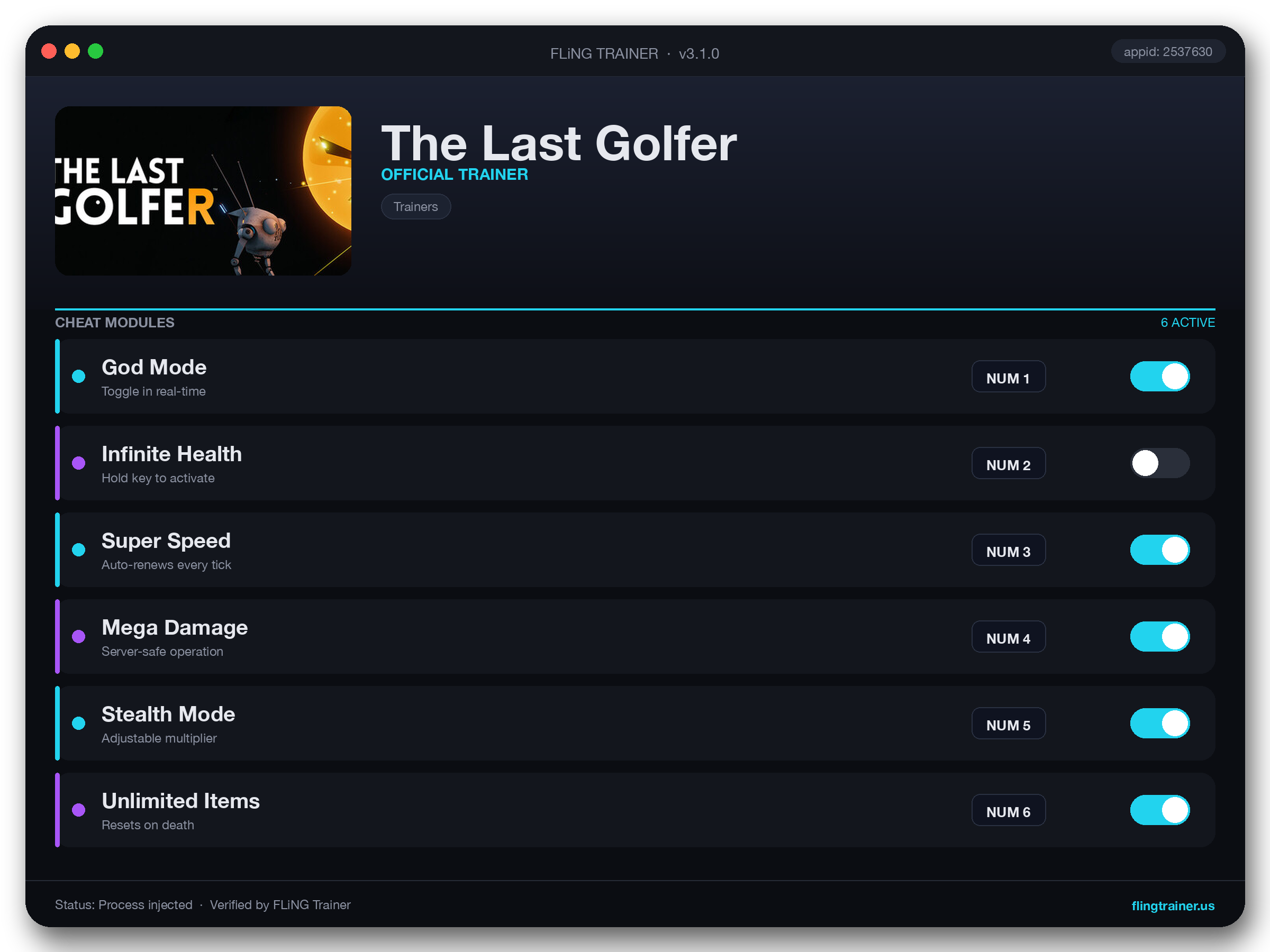 The Last Golfer Trainer interface
