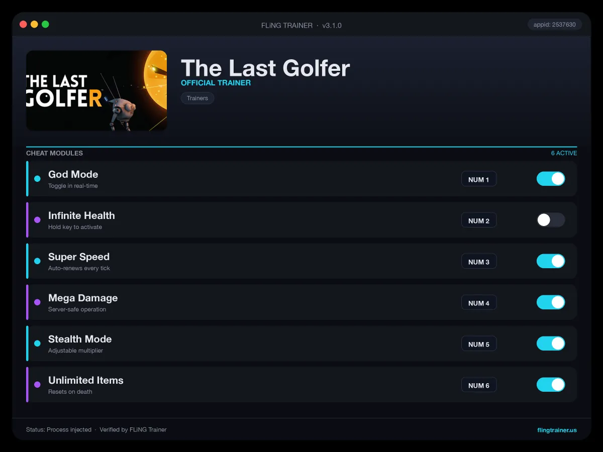 The Last Golfer Trainer interface