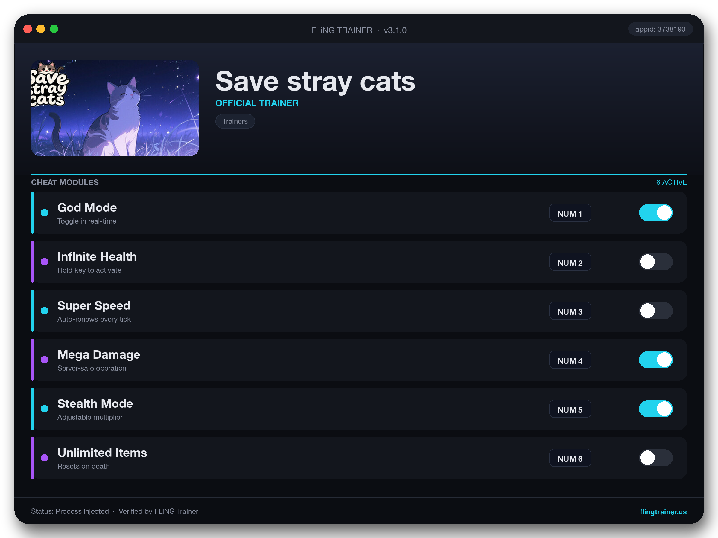 Save stray cats Trainer interface