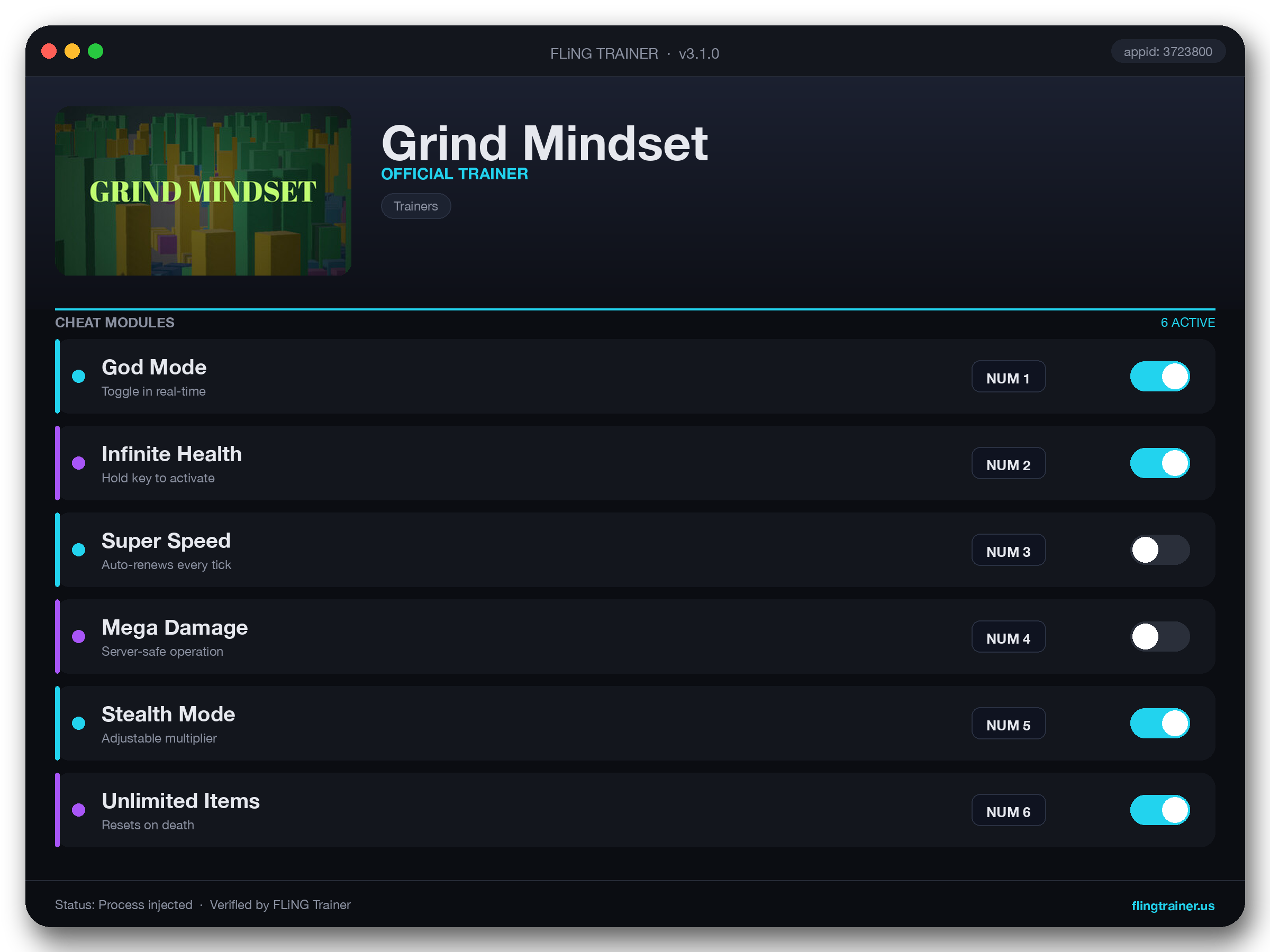 Grind Mindset Trainer interface