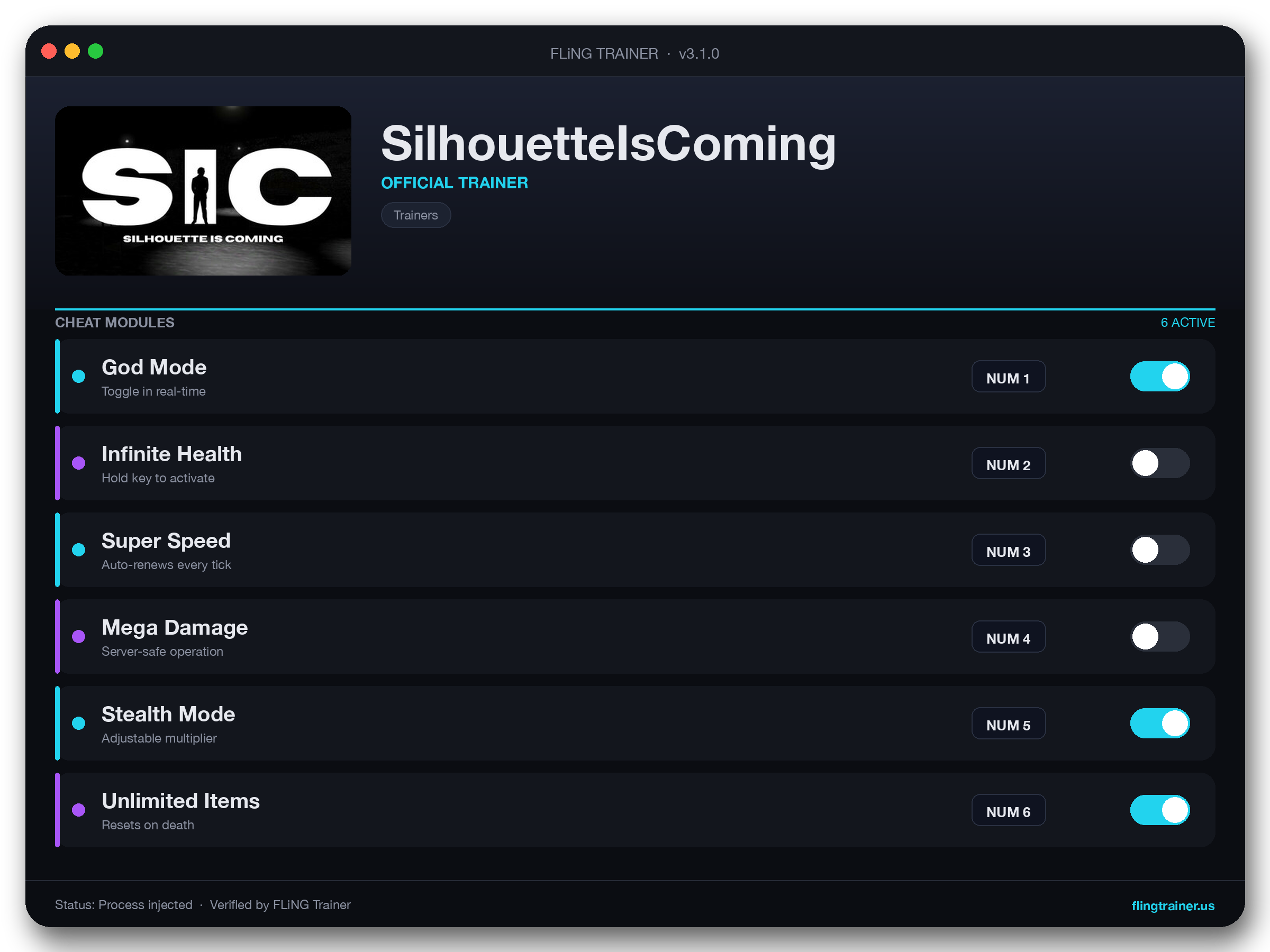 SilhouetteIsComing Trainer interface