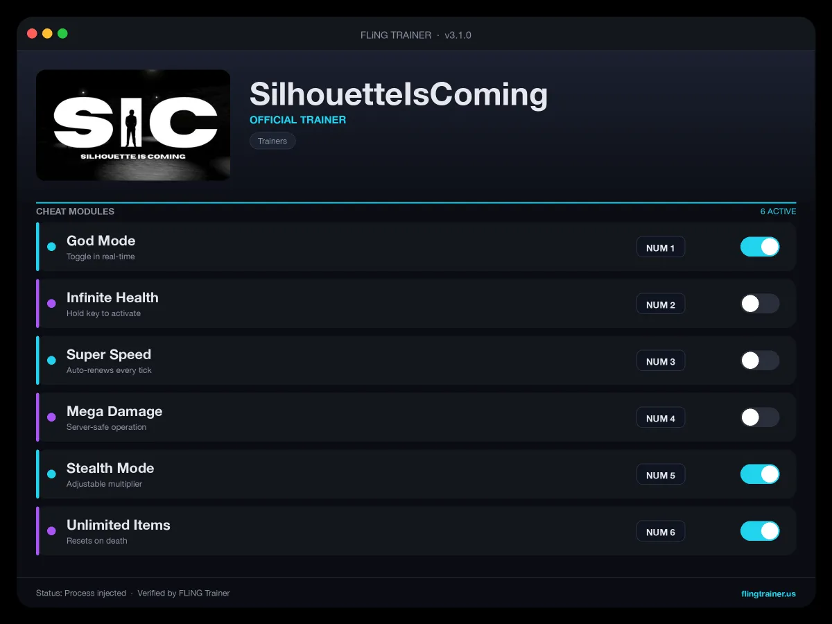 SilhouetteIsComing Trainer interface