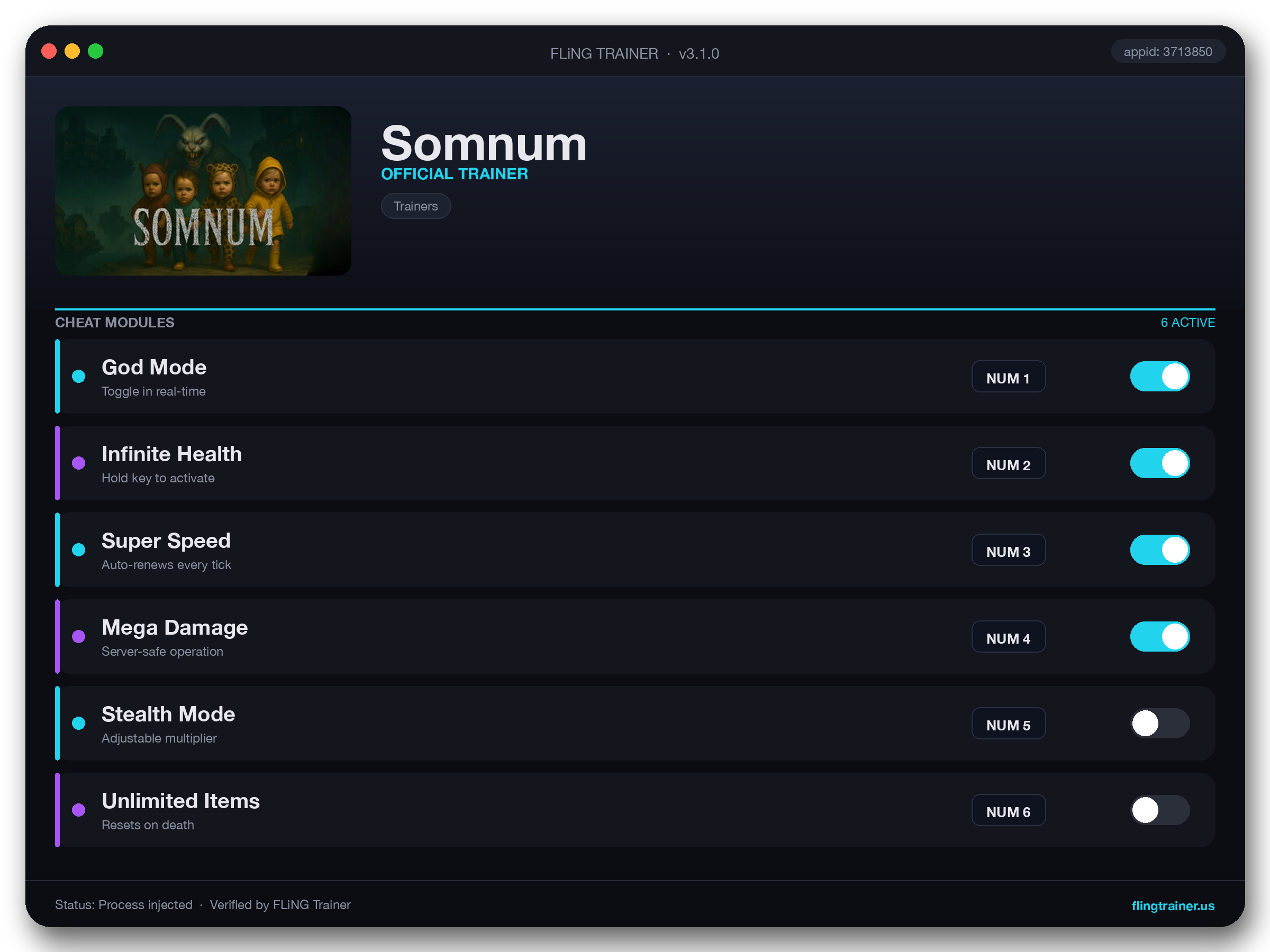 Somnum Trainer interface