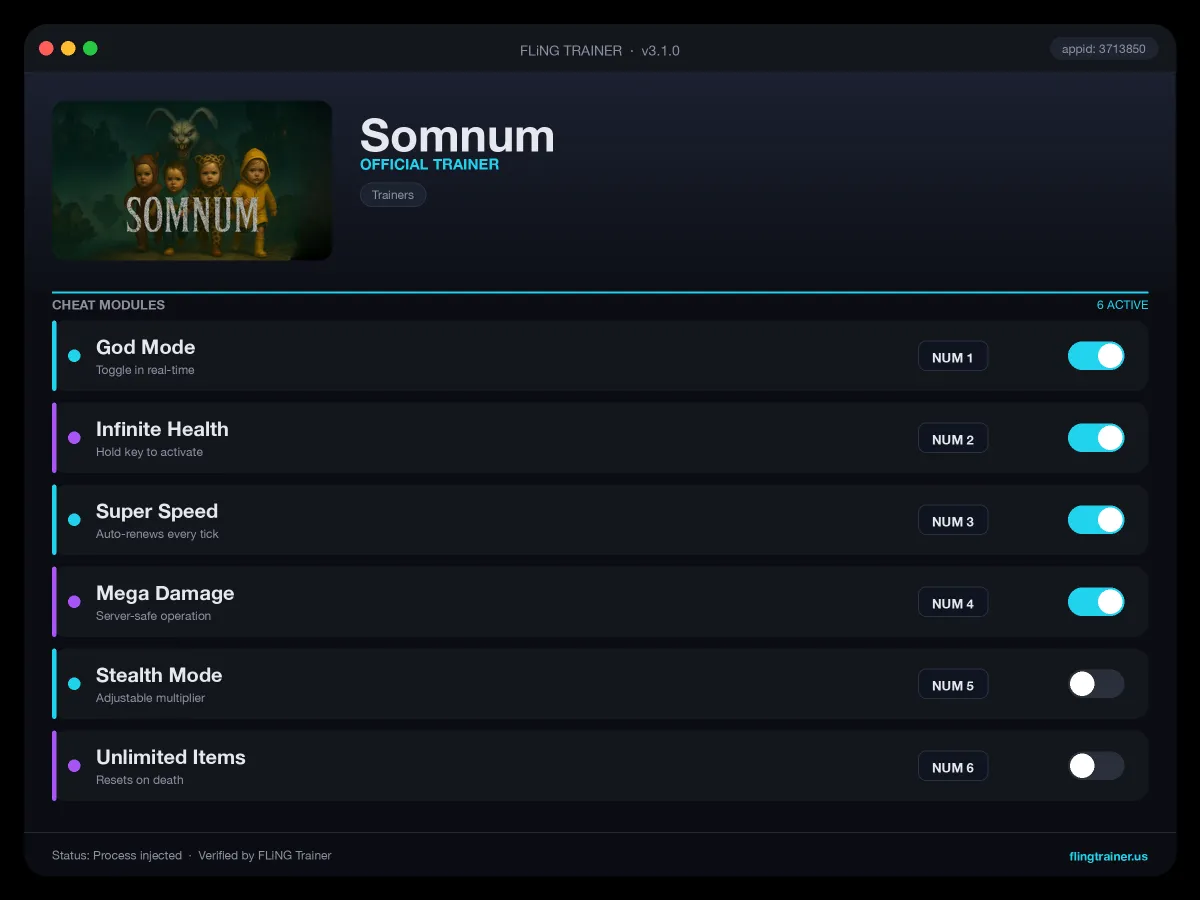 Somnum Trainer interface