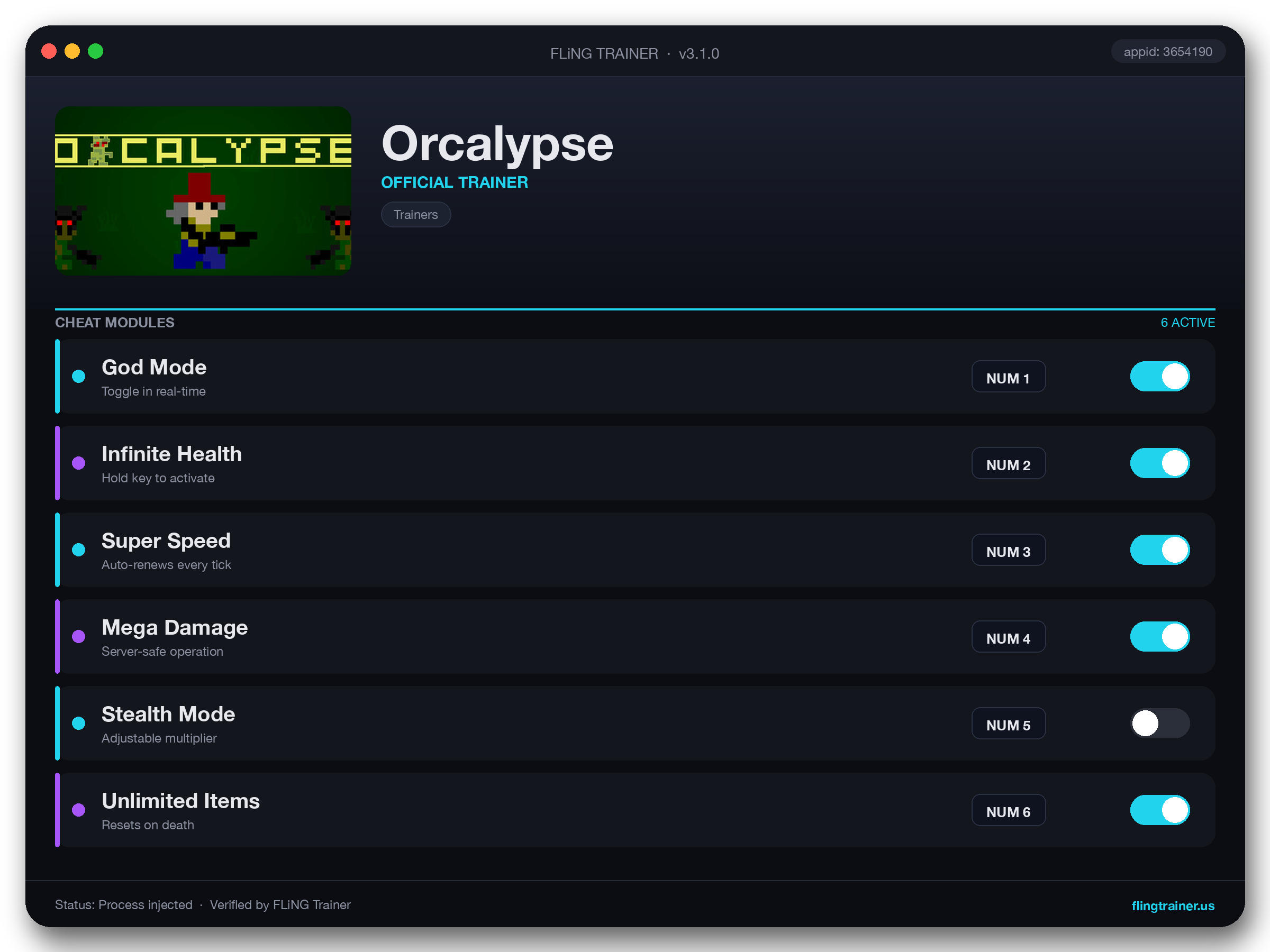 Orcalypse Trainer interface