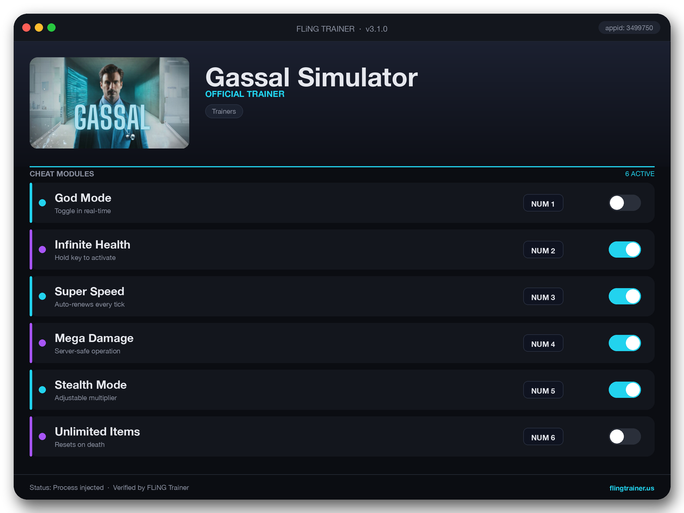 Gassal Simulator Trainer interface