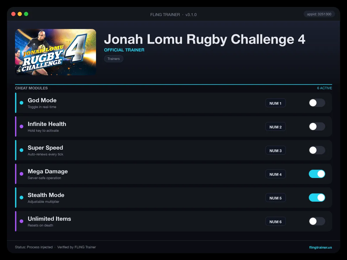 Jonah Lomu Rugby Challenge 4 Trainer interface