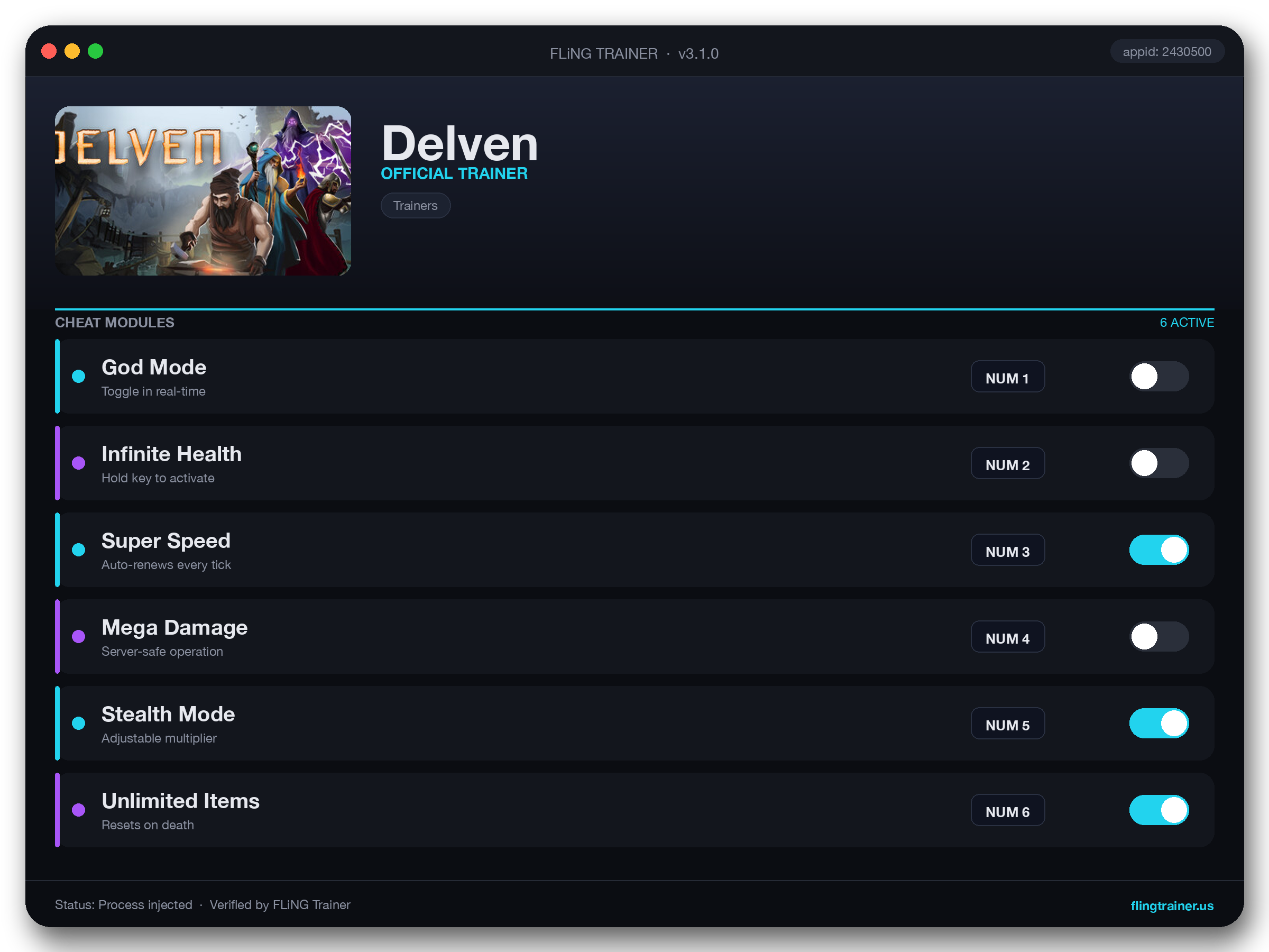 Delven Trainer interface