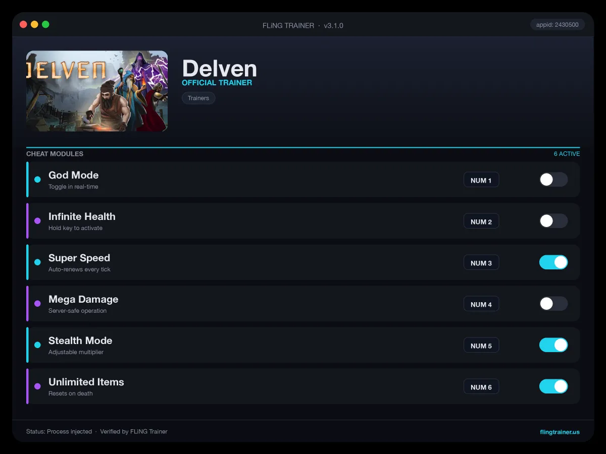 Delven Trainer interface
