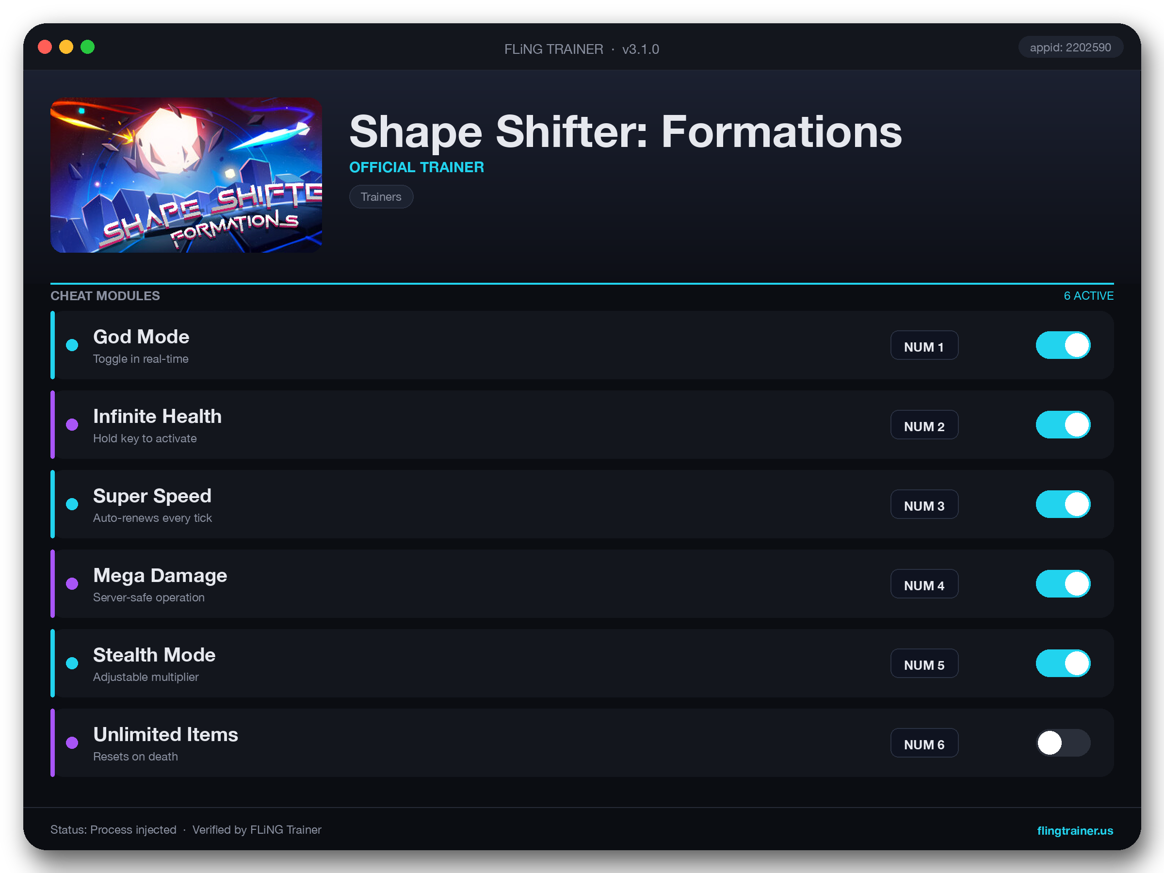 Shape Shifter: Formations Trainer interface