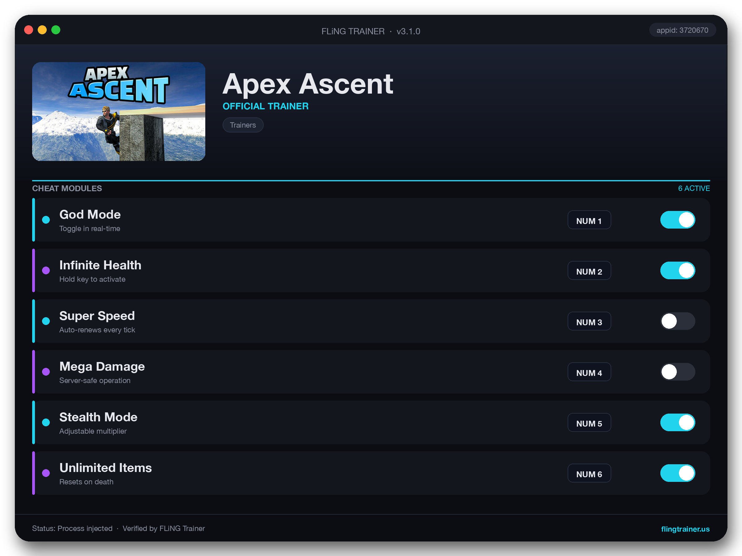Apex Ascent Trainer interface